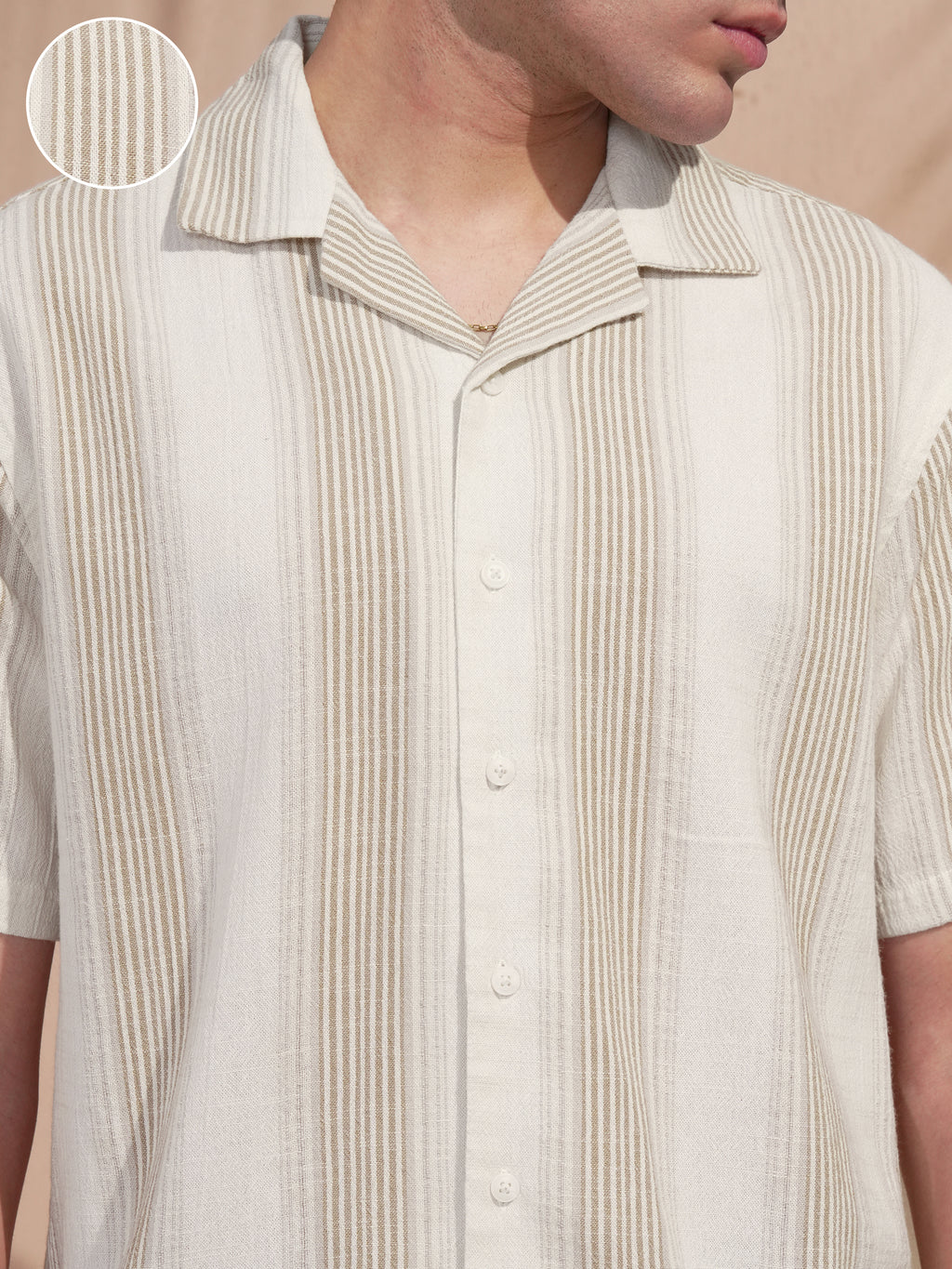 Highlander Men White Striped Relaxed Fit Casual Shirt - White - Image 5
