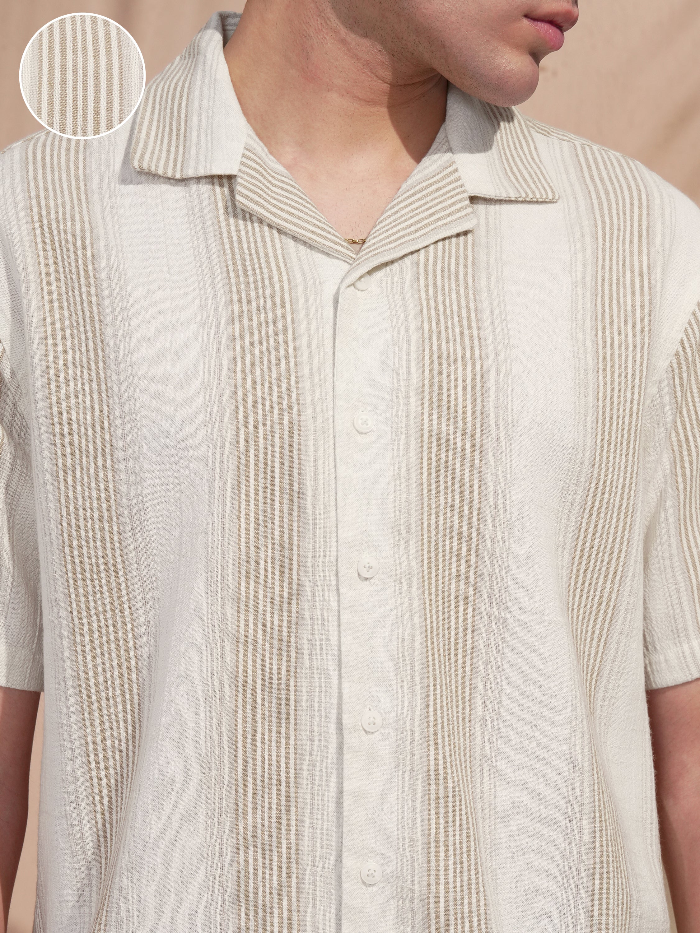 Highlander Men White Striped Relaxed Fit Casual Shirt - White - Image 5