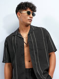 Highlander Men Black Striped Relaxed Fit Casual Shirt - Black - Image 1