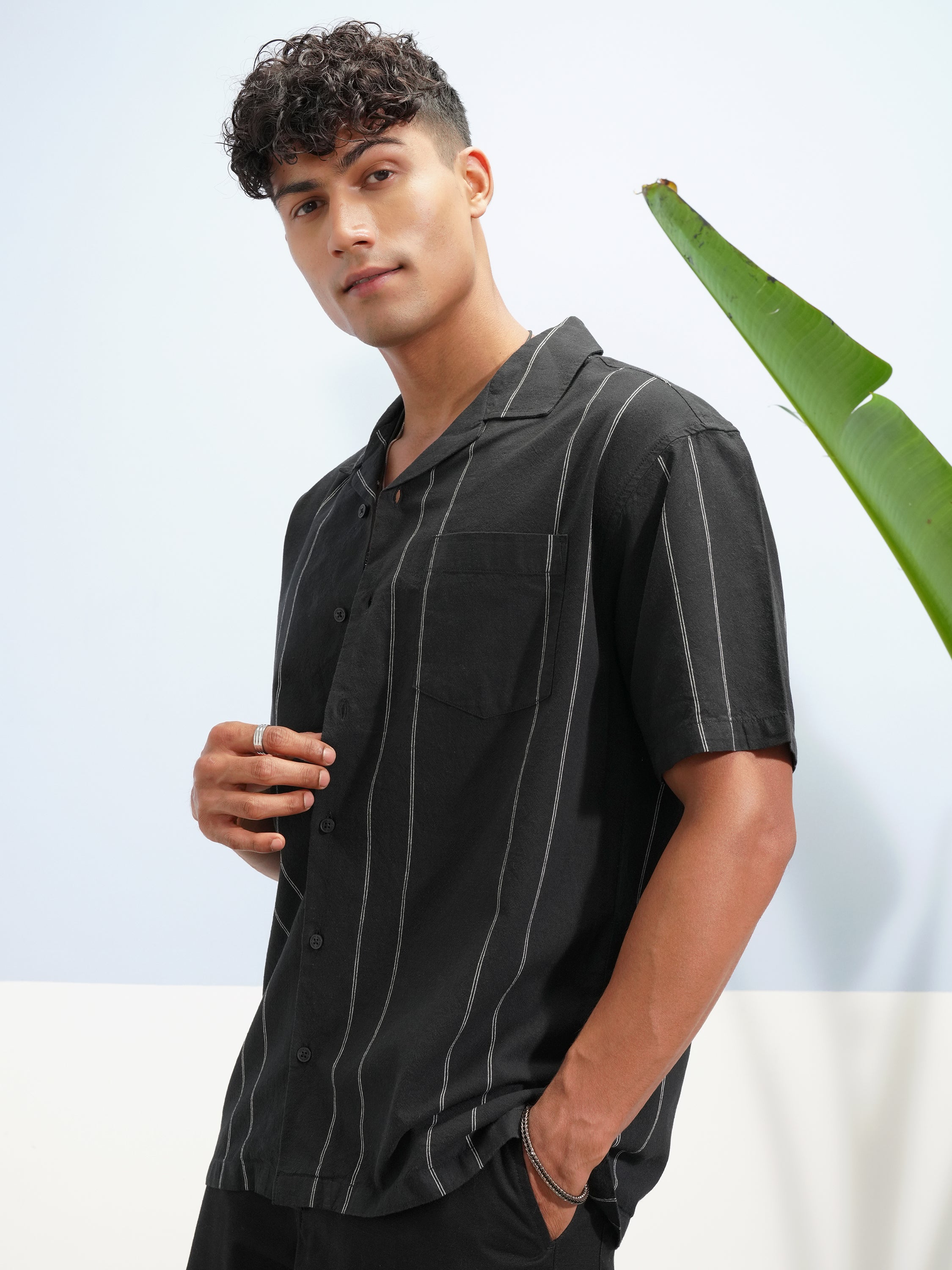 Highlander Men Black Striped Relaxed Fit Casual Shirt - Black - Image 4