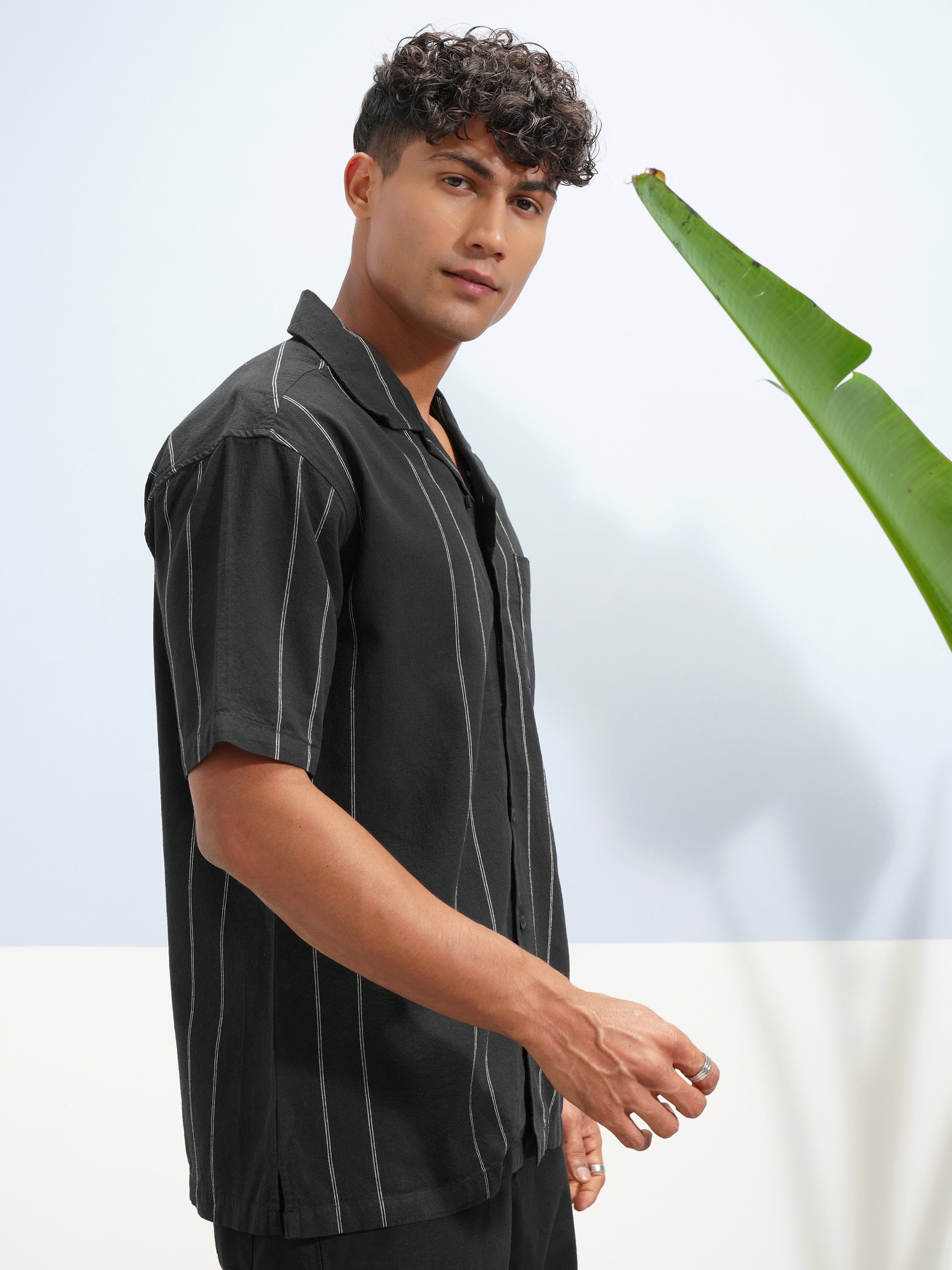 Highlander Men Black Striped Relaxed Fit Casual Shirt - Black - Image 6