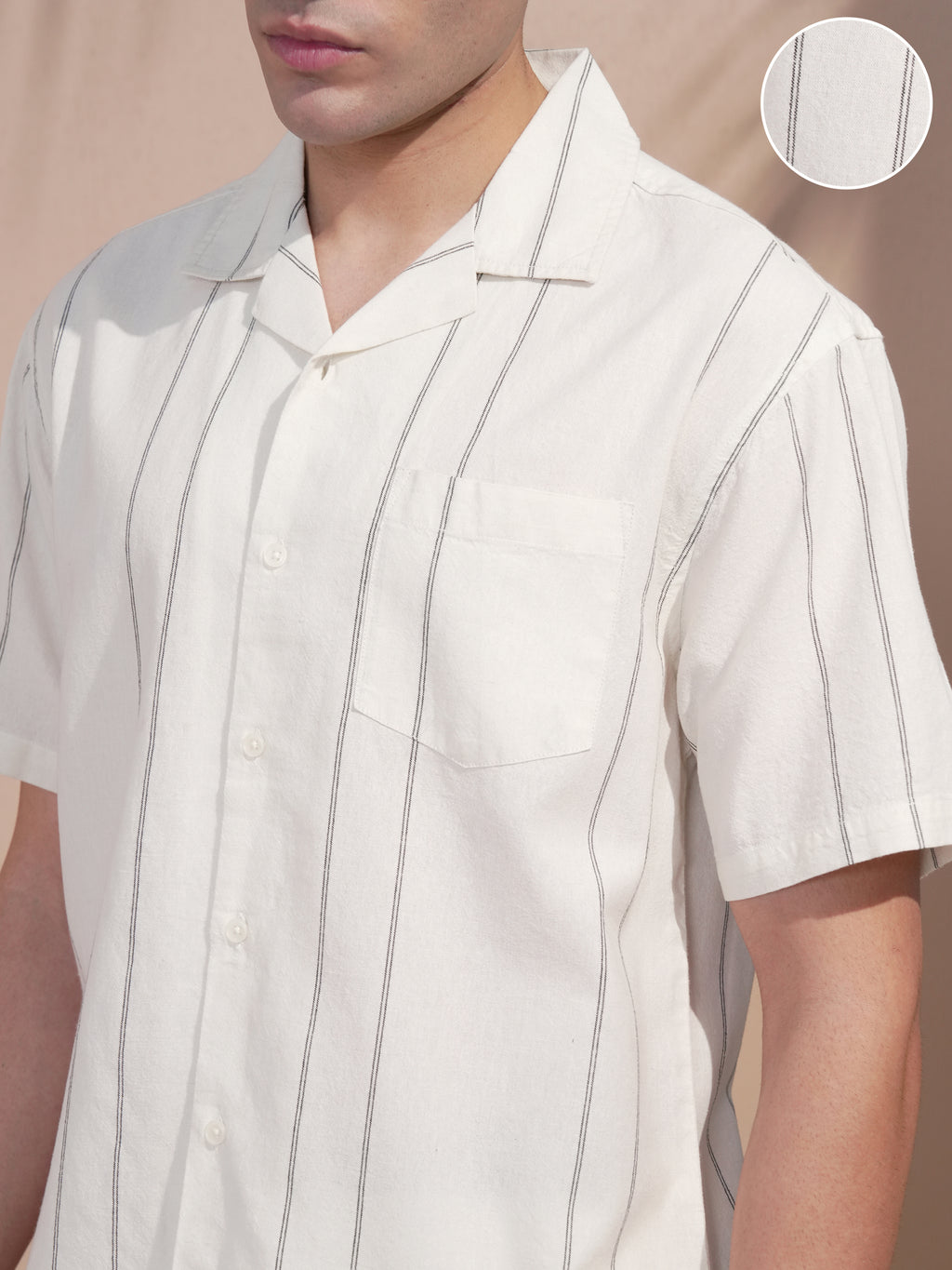Highlander Men Off White Striped Relaxed Fit Casual Shirt - Off White - Image 5