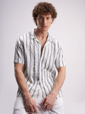Highlander Men Cream Striped Relaxed Fit Casual Shirt - Cream - Image 1