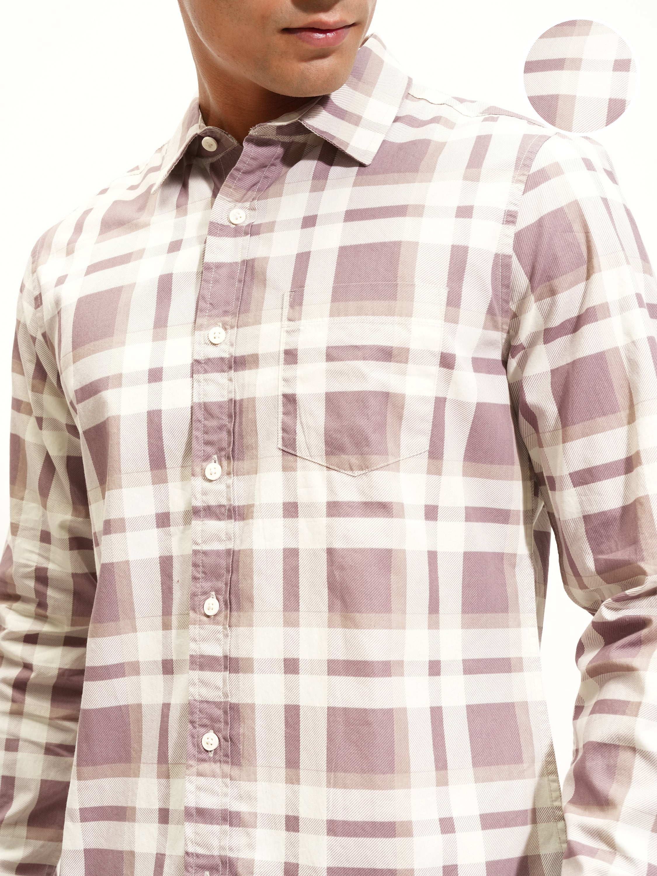 Highlander Men Brown Checked Slim Fit Casual Shirt - Brown - Image 5