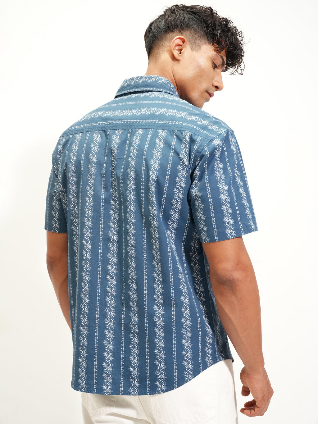 Highlander Men Blue Printed Relaxed Fit Casual Shirt - Blue - Image 3