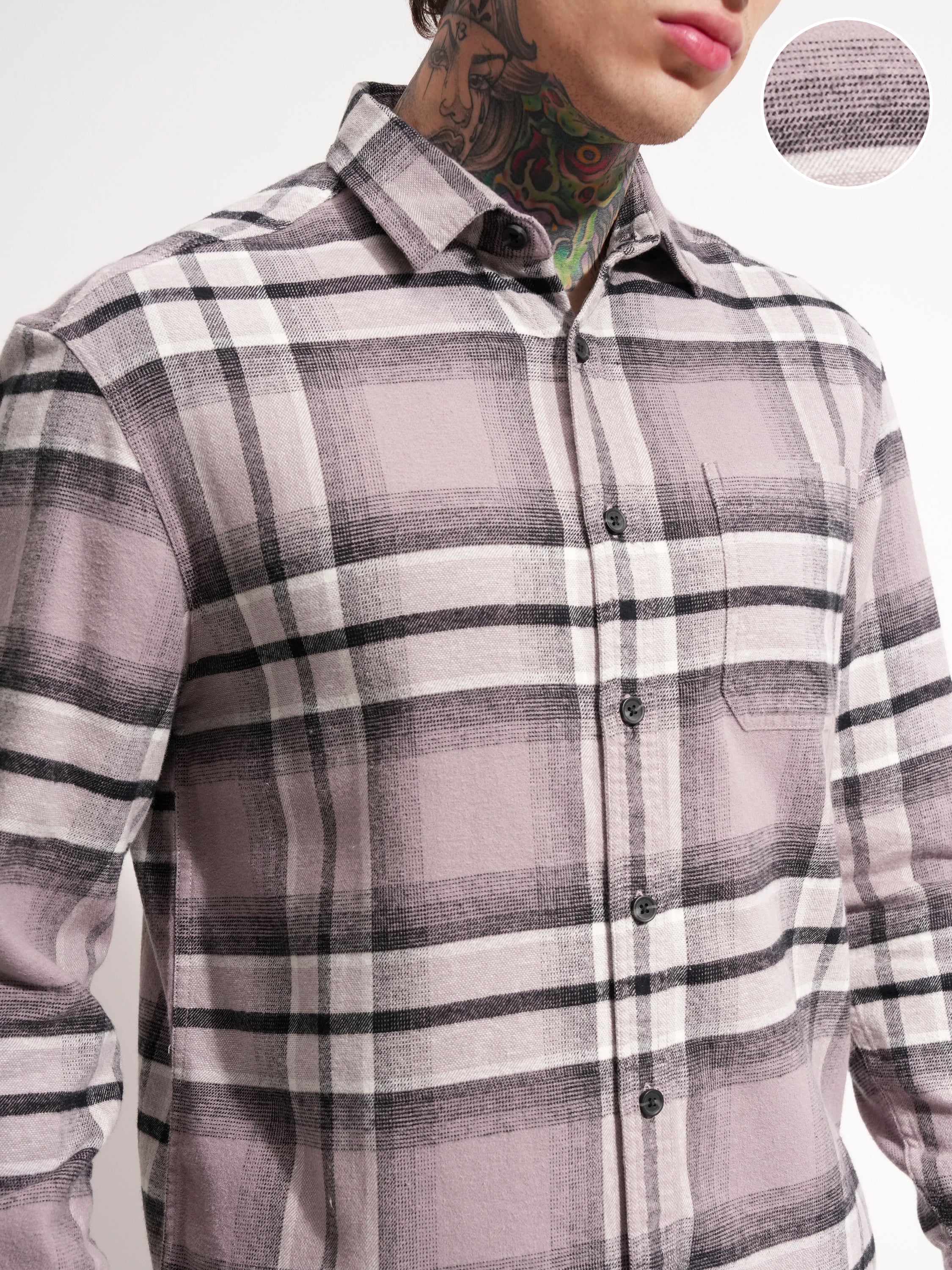 Highlander Men Black Checked Relaxed Fit Casual Shirt - Black - Image 5