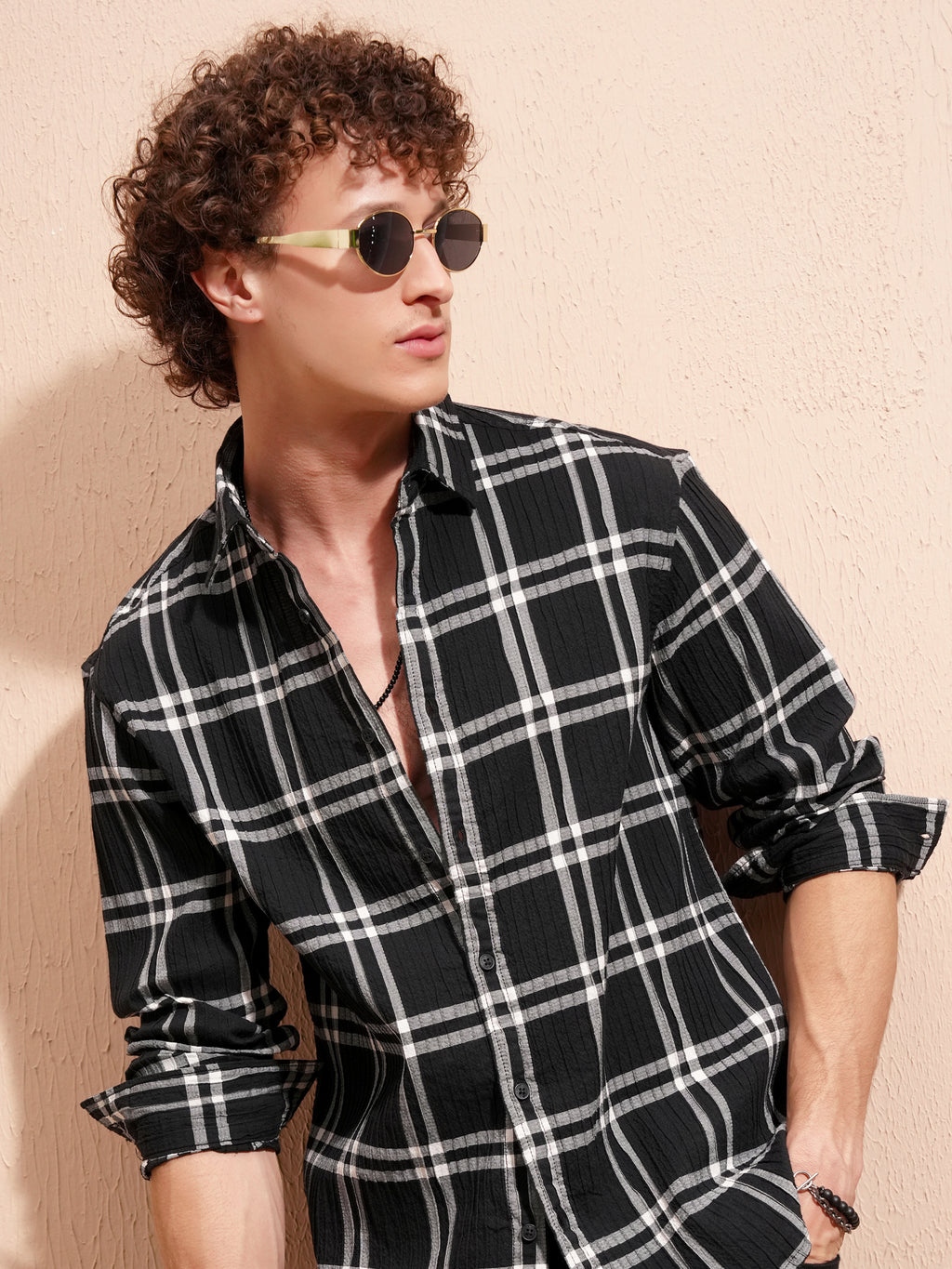 Highlander Men Black Checked Relaxed Fit Casual Shirt - Black - Image 1