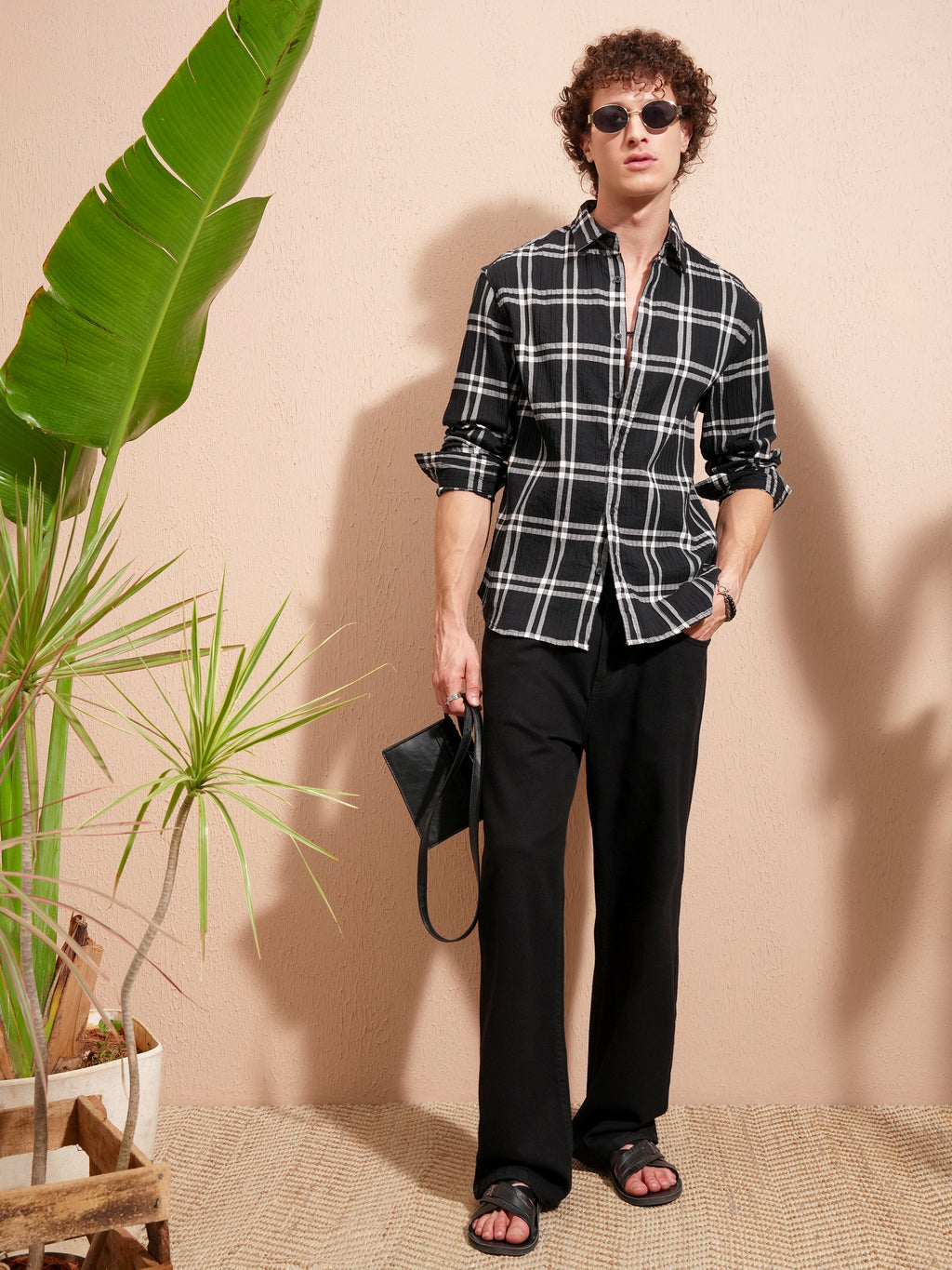Highlander Men Black Checked Relaxed Fit Casual Shirt - Black - Image 2