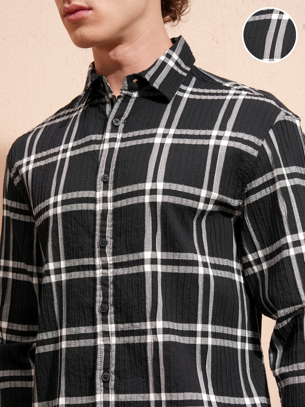 Highlander Men Black Checked Relaxed Fit Casual Shirt - Black - Image 5