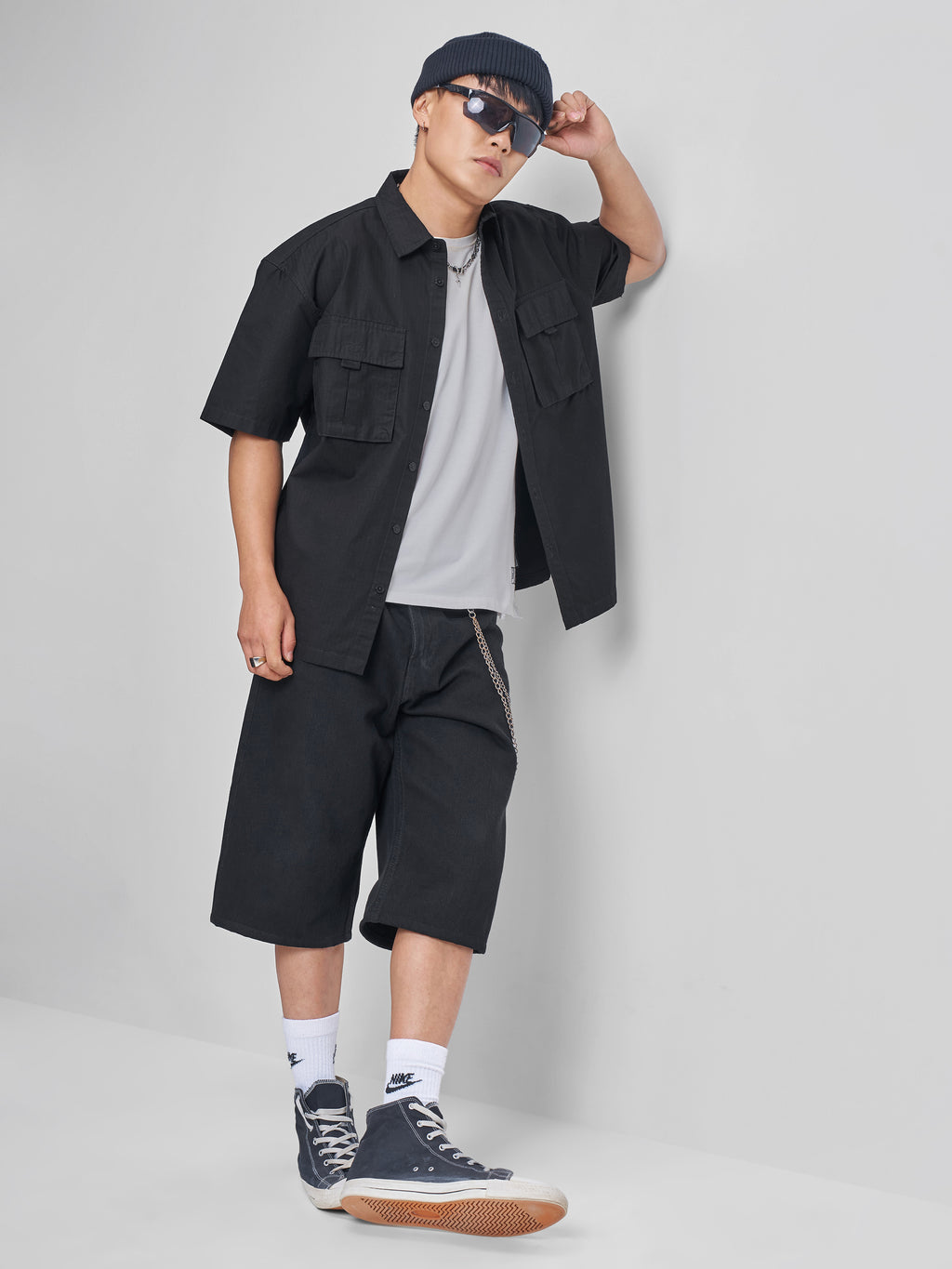 Highlander Men Black Self Design Oversized Fit Casual Shirt - Black - Image 2