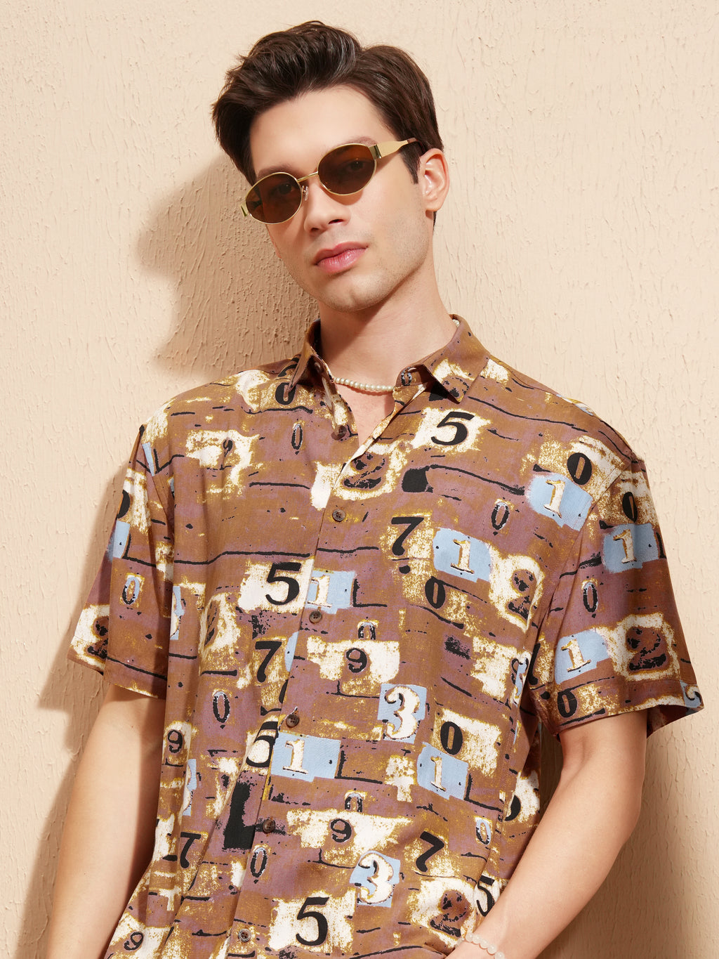 Highlander Men Rust Printed Relaxed Fit Casual Shirt - Rust - Image 1