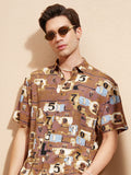Highlander Men Rust Printed Relaxed Fit Casual Shirt - Rust - Image 1
