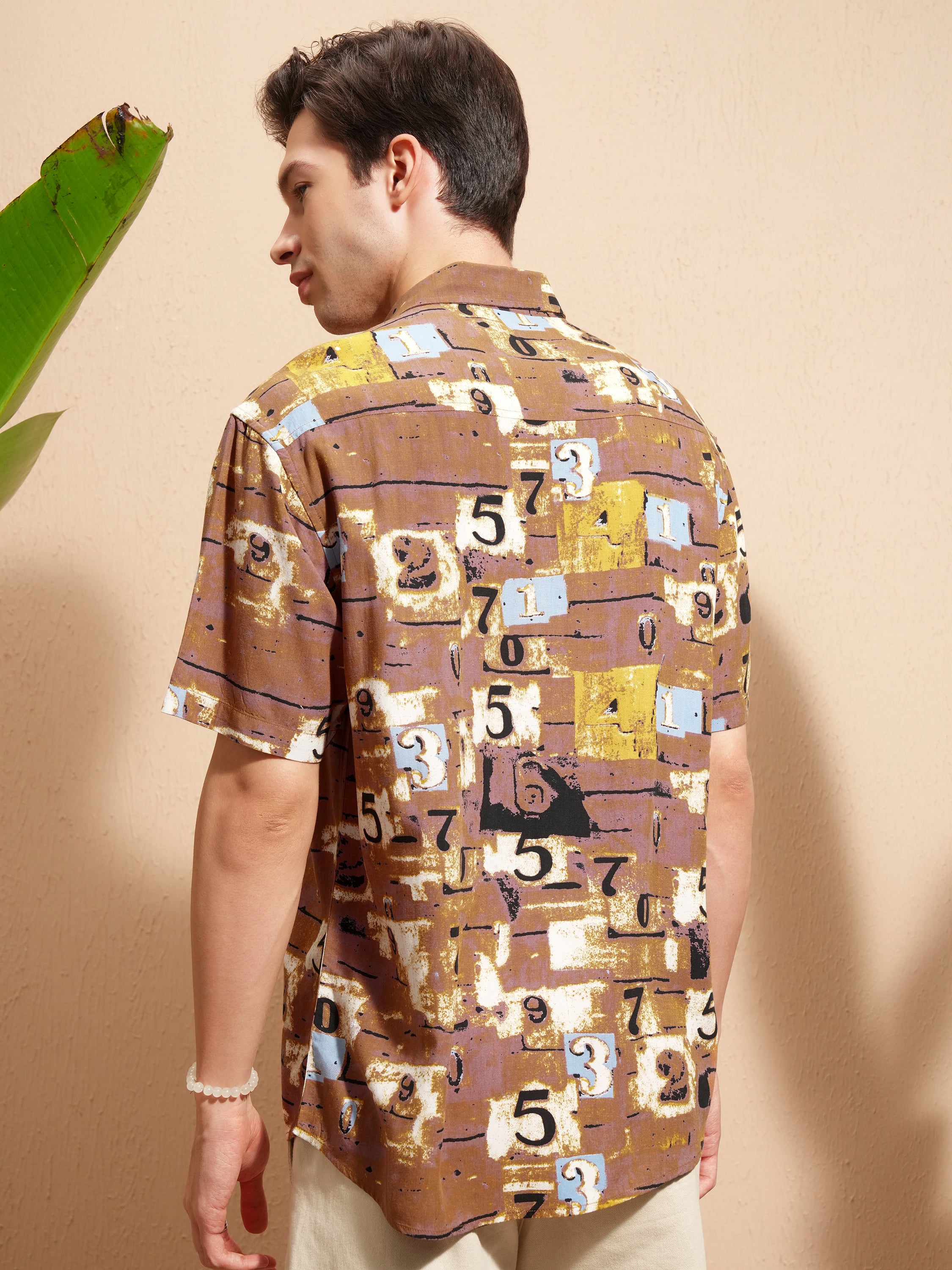 Highlander Men Rust Printed Relaxed Fit Casual Shirt - Rust - Image 3