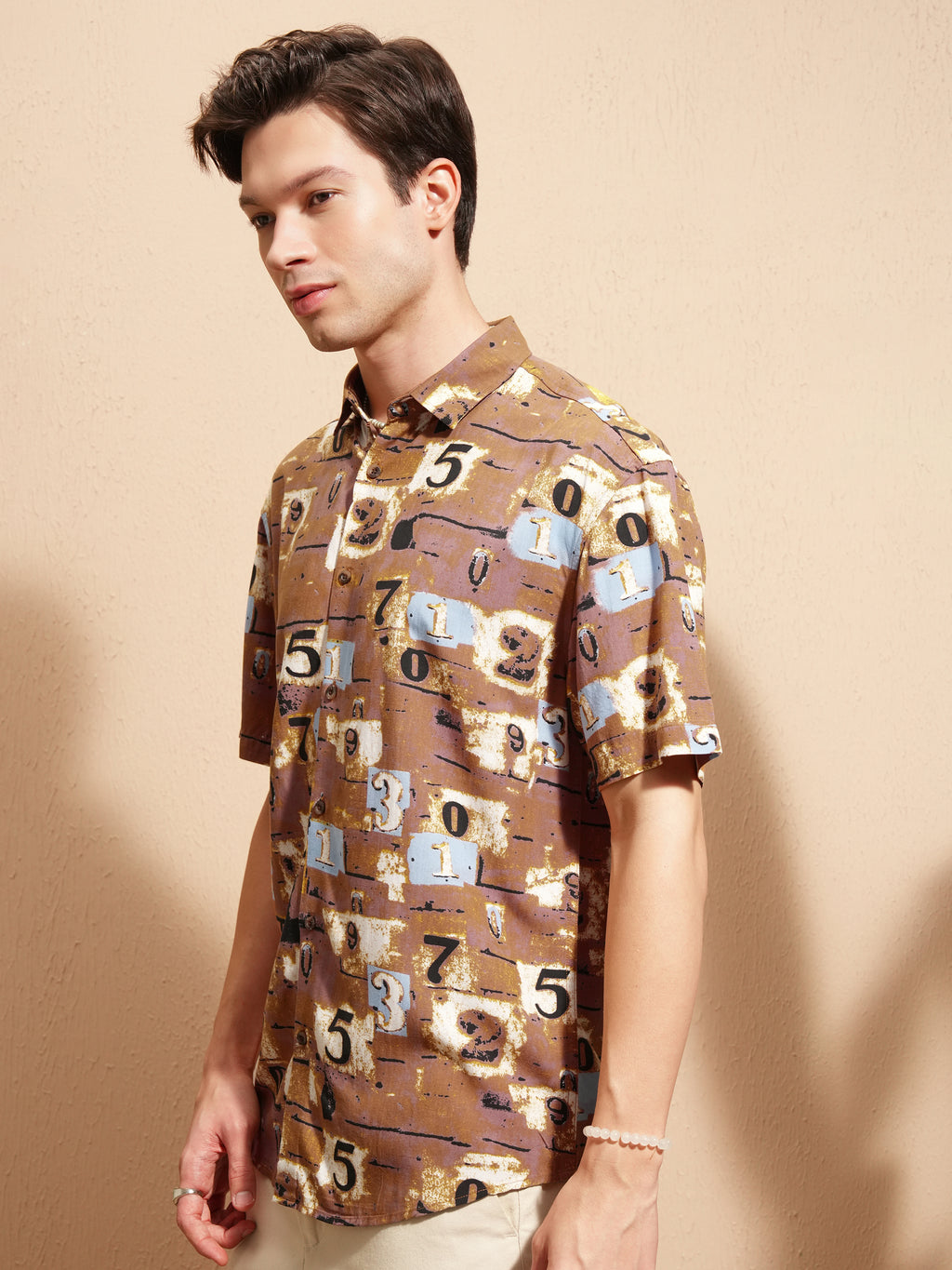 Highlander Men Rust Printed Relaxed Fit Casual Shirt - Rust - Image 4