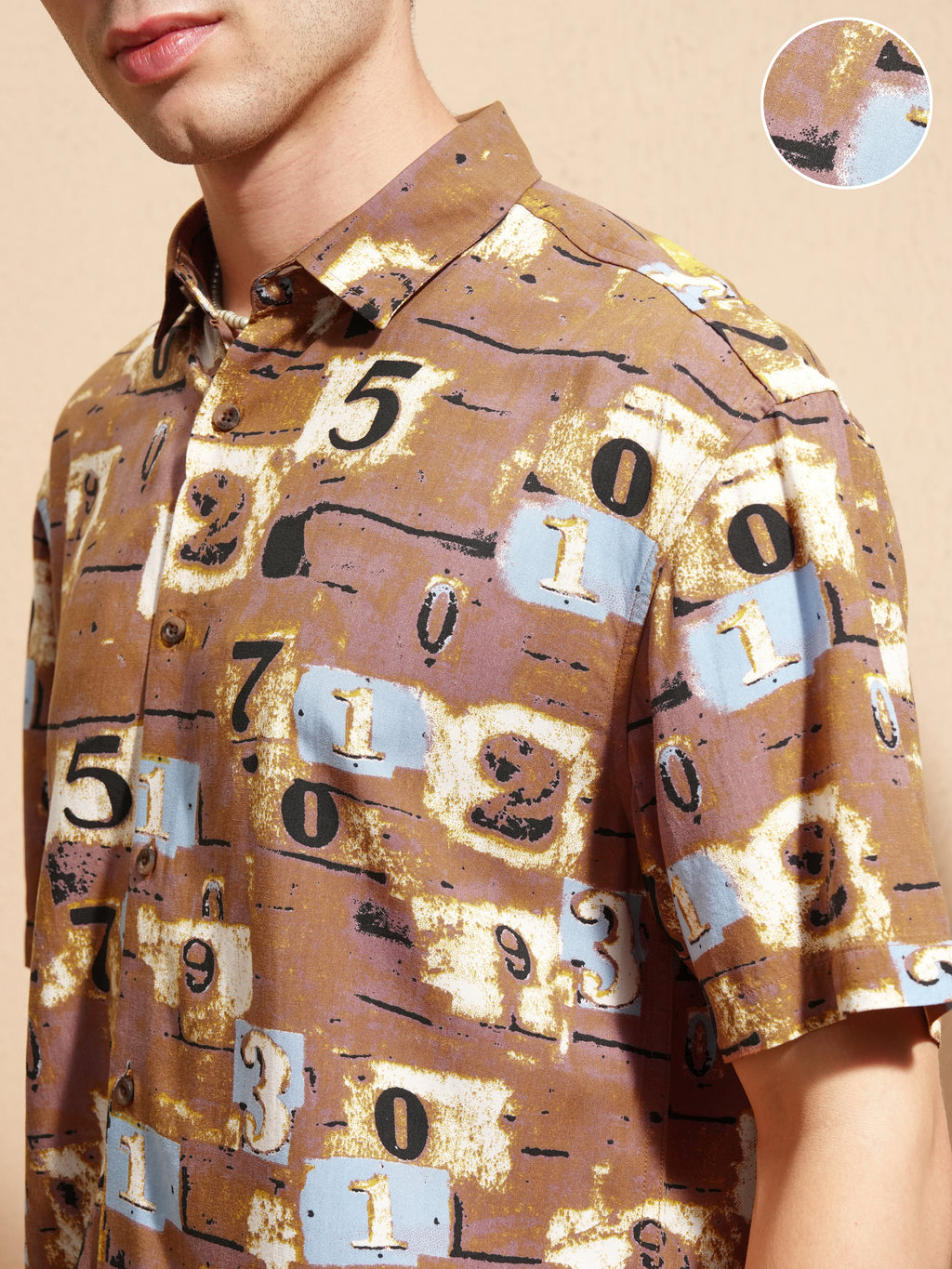 Highlander Men Rust Printed Relaxed Fit Casual Shirt - Rust - Image 5