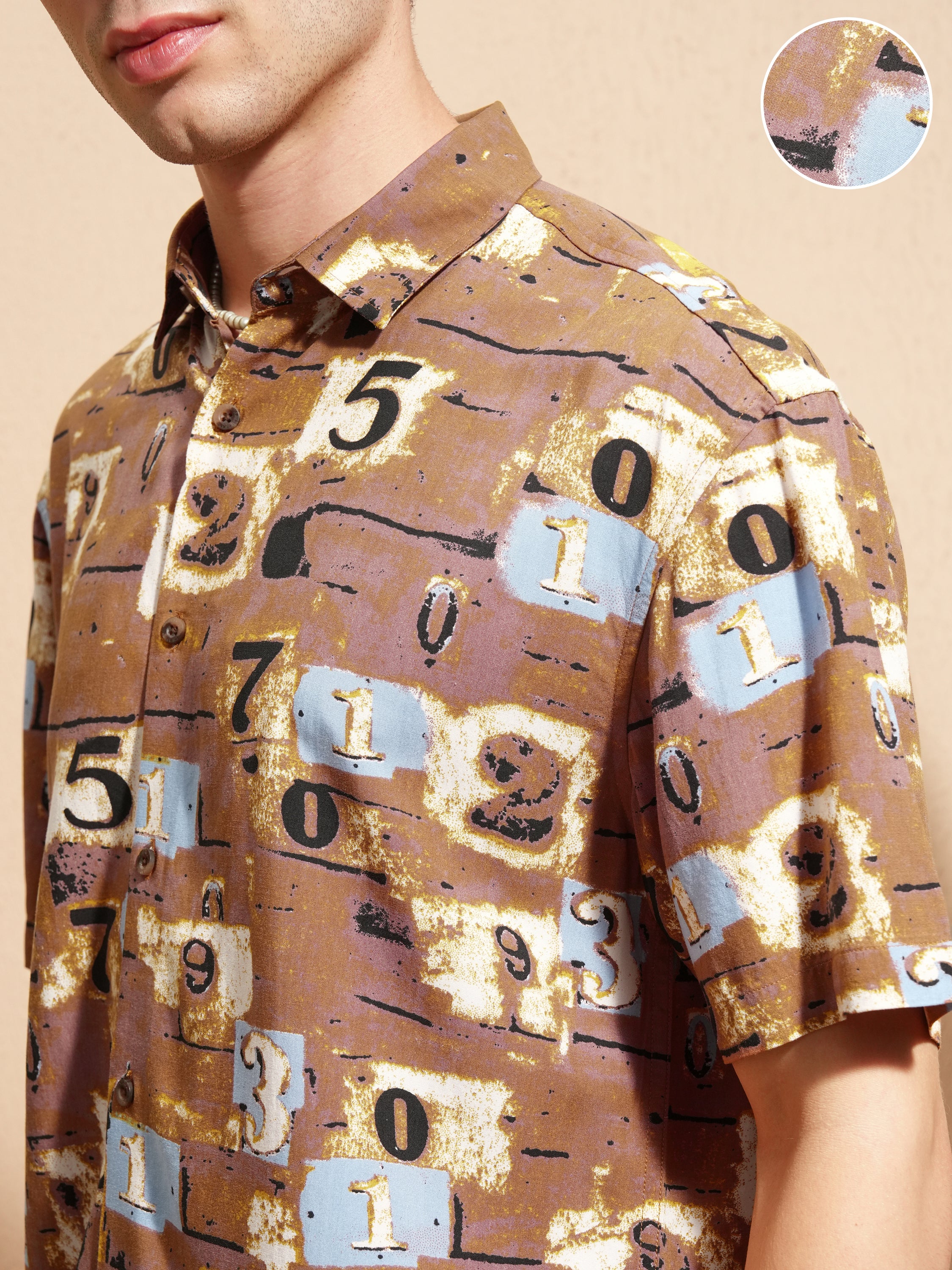 Highlander Men Rust Printed Relaxed Fit Casual Shirt - Rust - Image 5