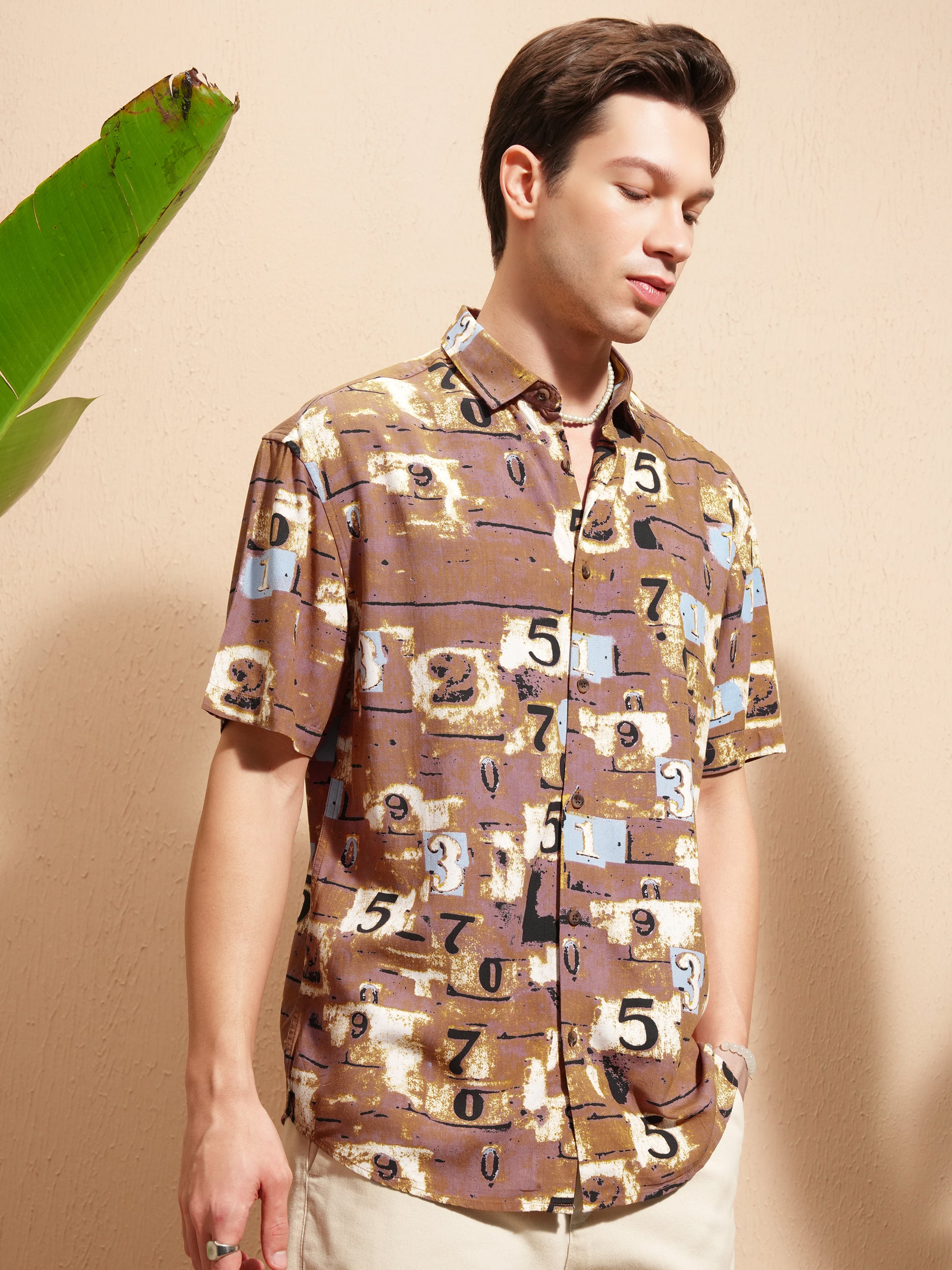 Highlander Men Rust Printed Relaxed Fit Casual Shirt - Rust - Image 6