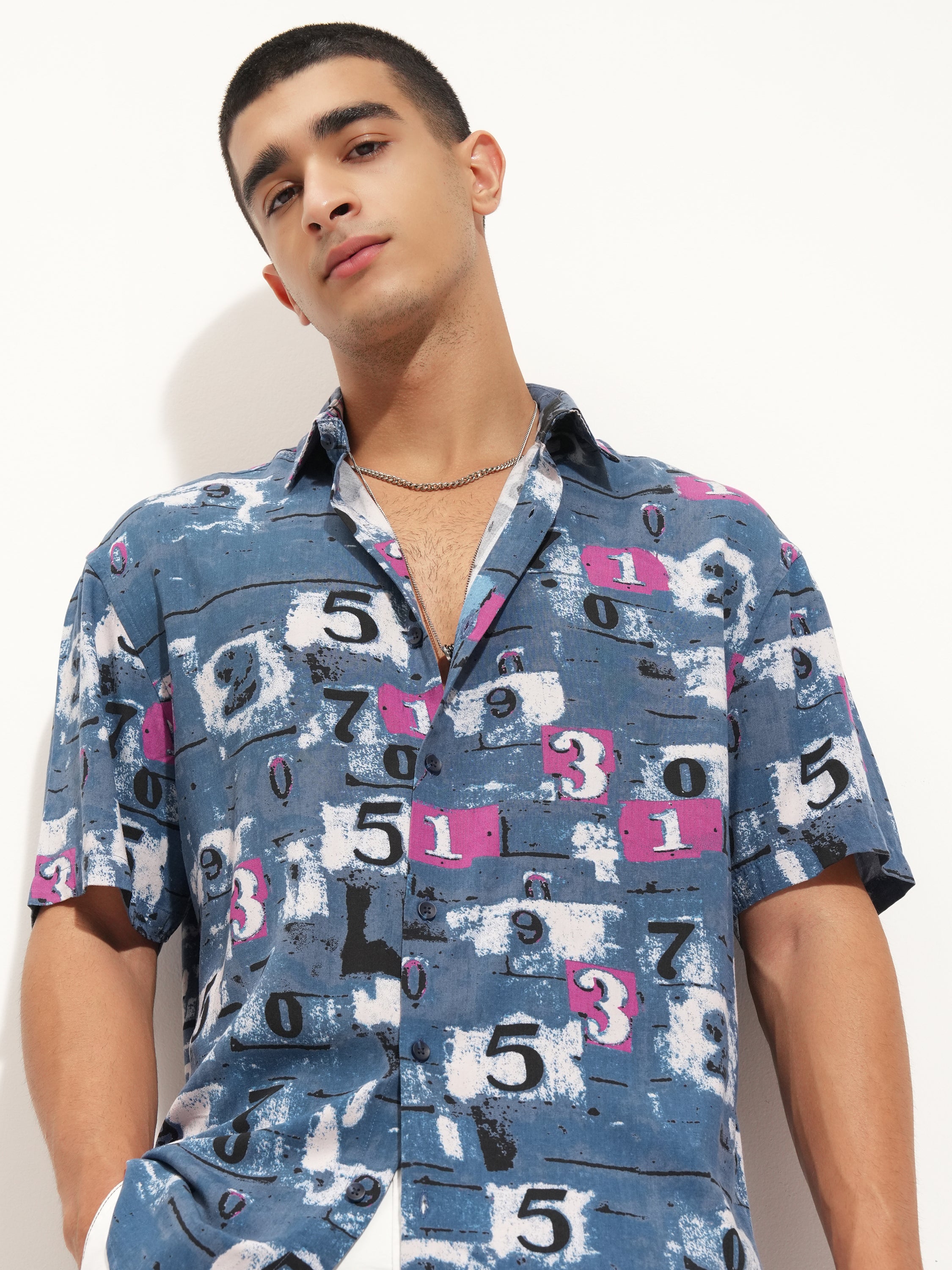 Highlander Men Blue Printed Relaxed Fit Casual Shirt - Blue - Image 1