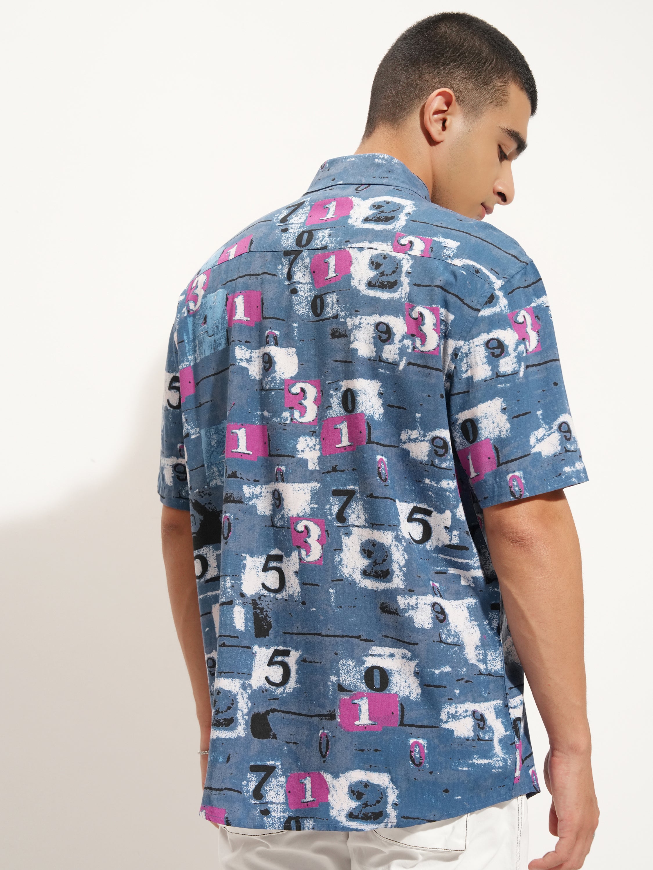 Highlander Men Blue Printed Relaxed Fit Casual Shirt - Blue - Image 3