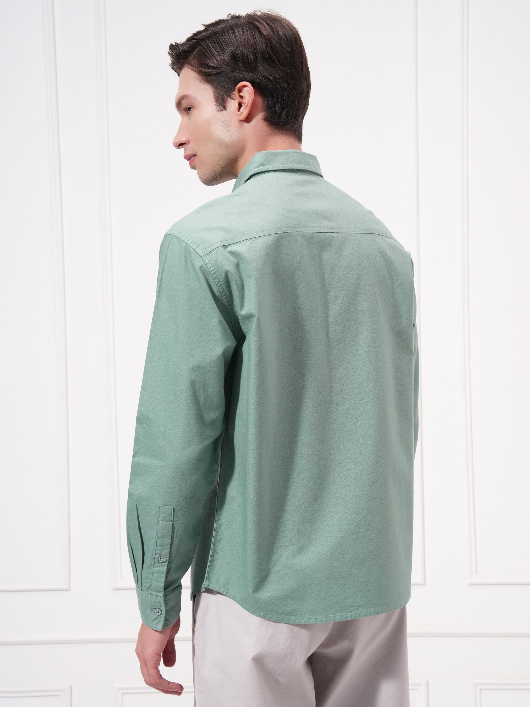 Highlander Men Green Striped Relaxed Fit Casual Shirt - Green - Image 3