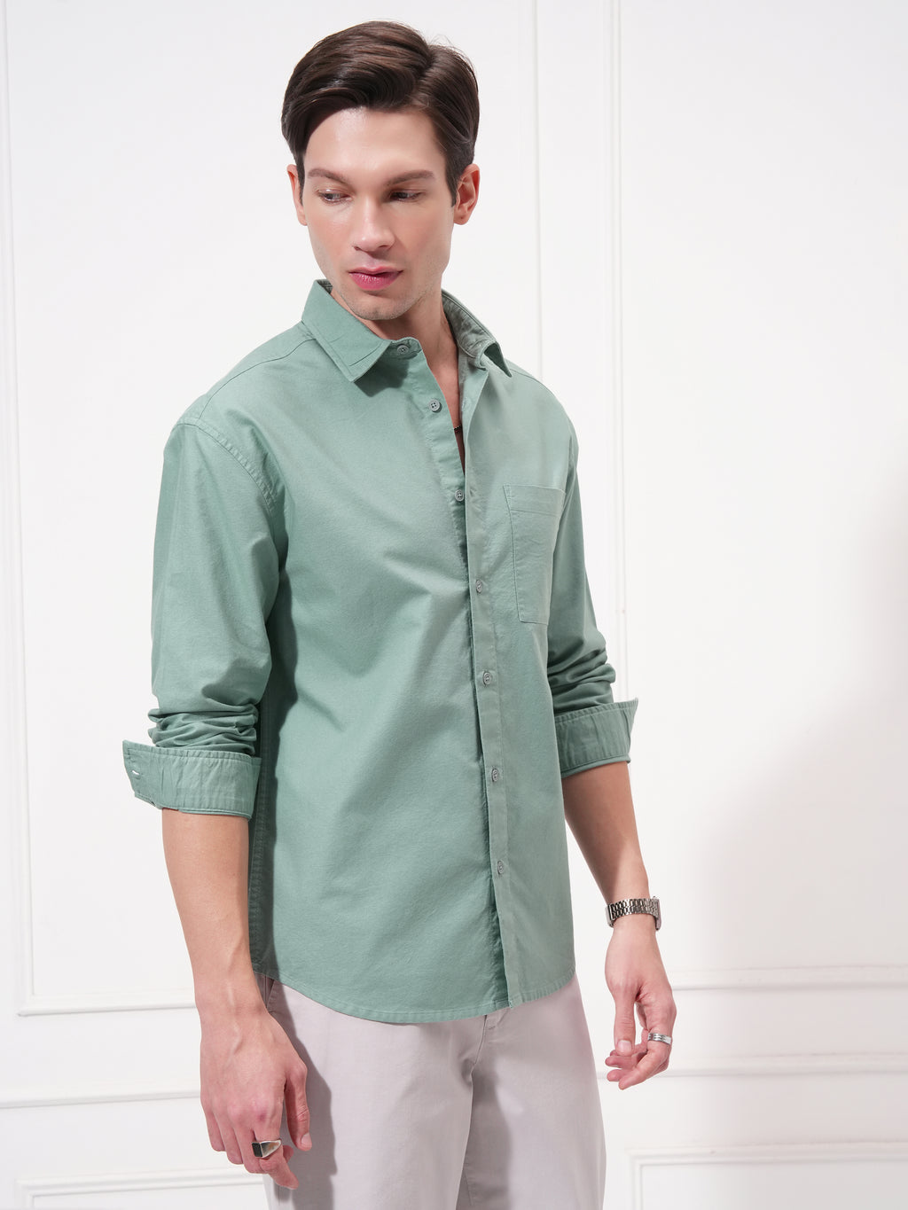 Highlander Men Green Striped Relaxed Fit Casual Shirt - Green - Image 6