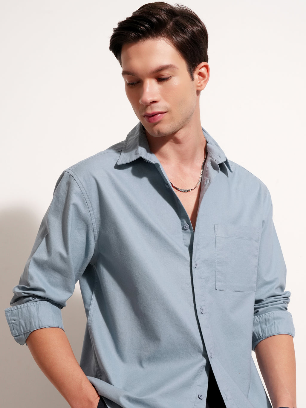 Highlander Men Blue Solid Relaxed Fit Casual Shirt - Blue - Image 1