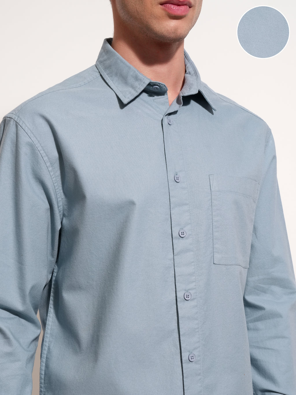 Highlander Men Blue Solid Relaxed Fit Casual Shirt - Blue - Image 5