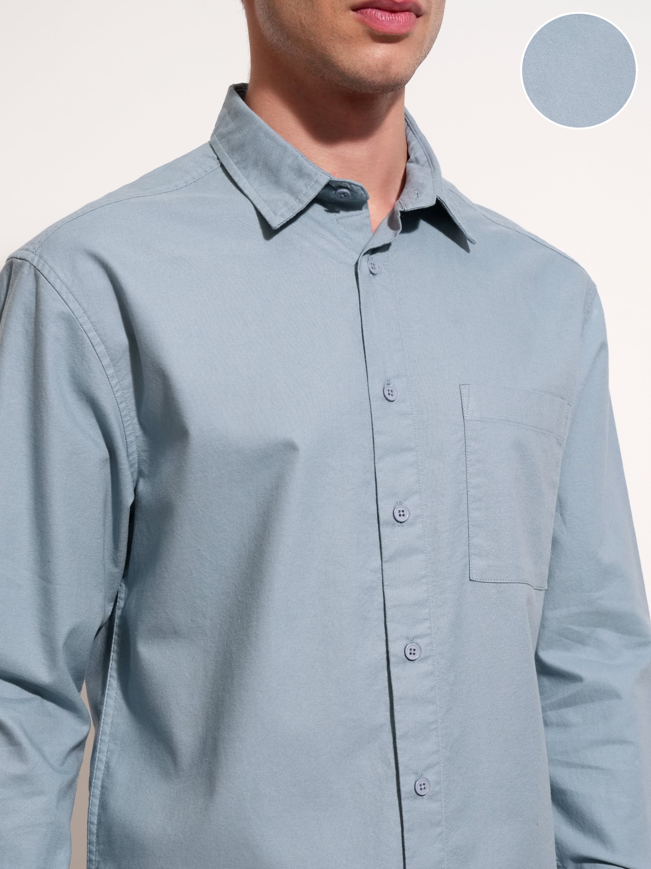 Highlander Men Blue Solid Relaxed Fit Casual Shirt - Blue - Image 5