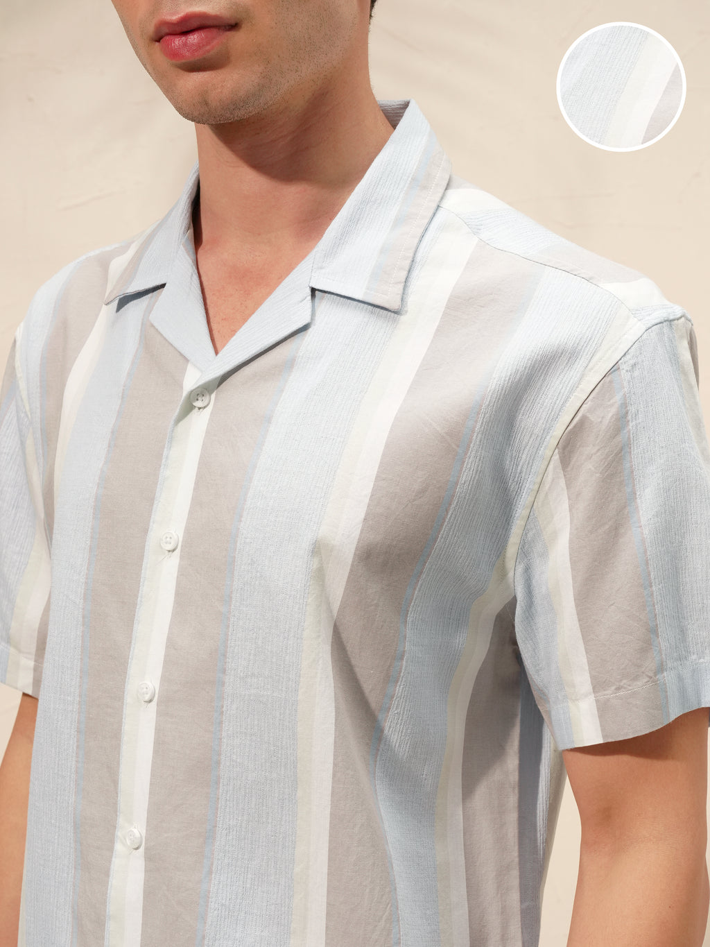 Highlander Men Blue Striped Relaxed Fit Casual Shirt - Blue - Image 5