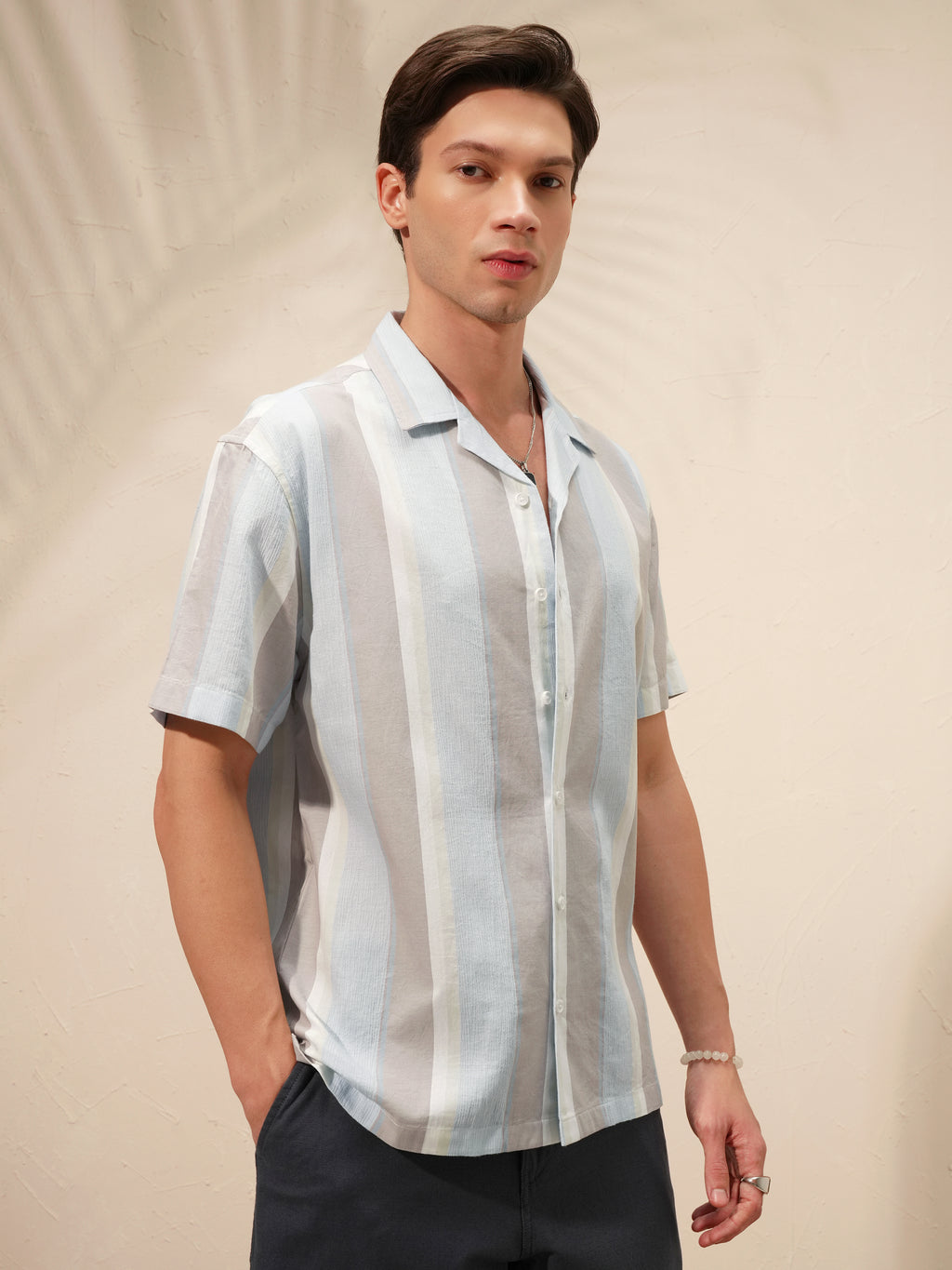 Highlander Men Blue Striped Relaxed Fit Casual Shirt - Blue - Image 6