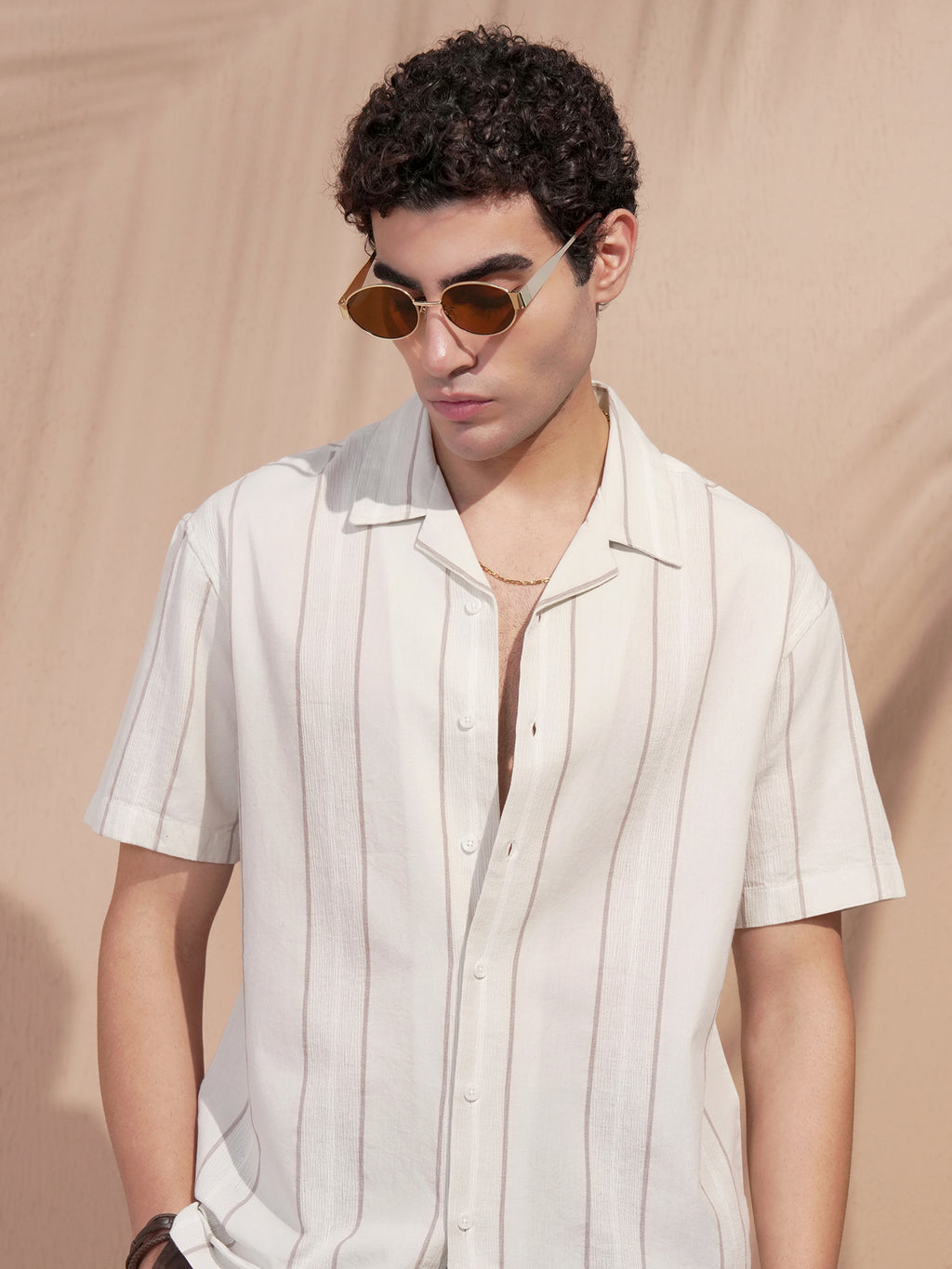 Highlander Men Grey Striped Relaxed Fit Casual Shirt - Grey - Image 1