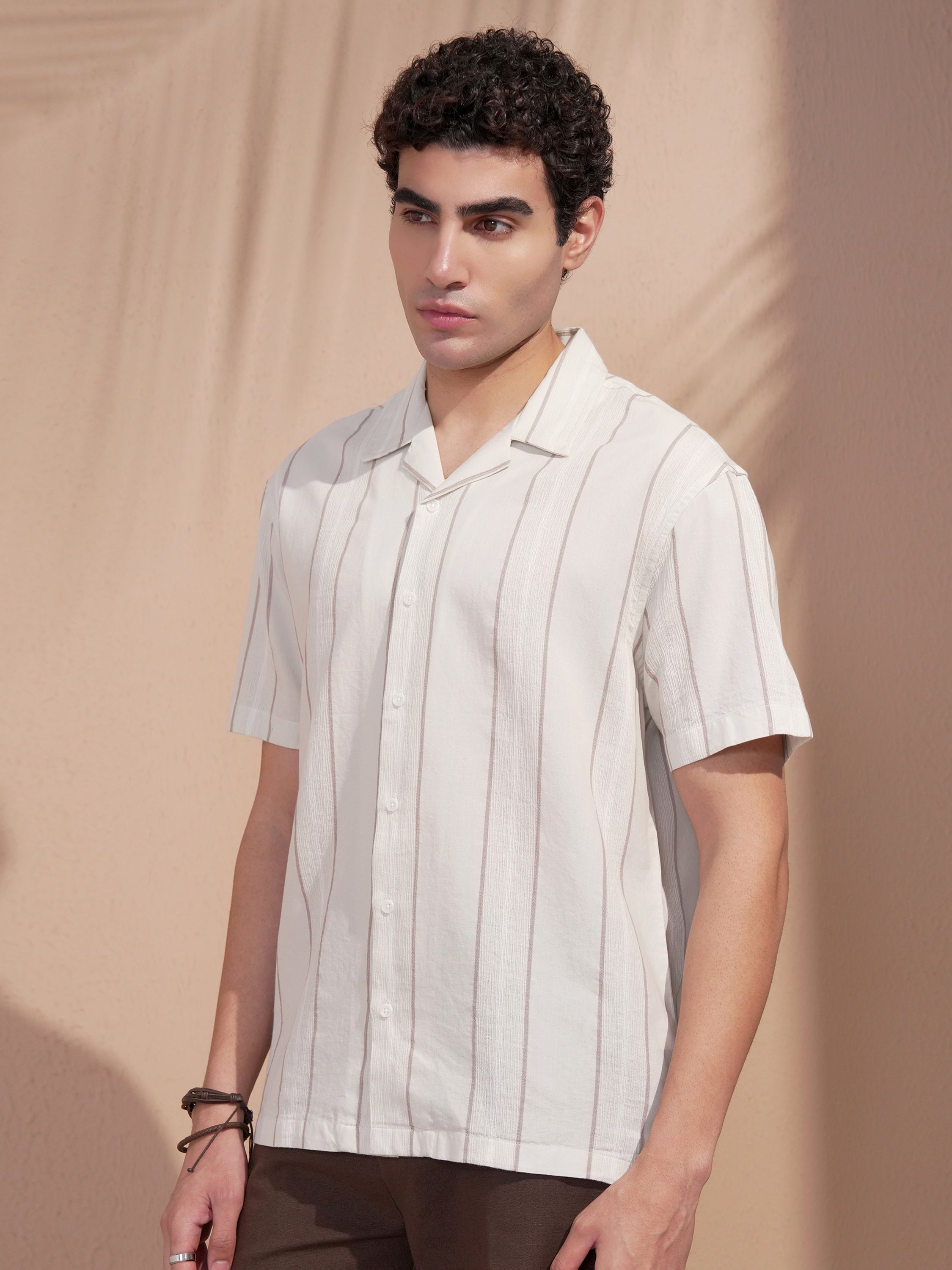 Highlander Men Grey Striped Relaxed Fit Casual Shirt - Grey - Image 4