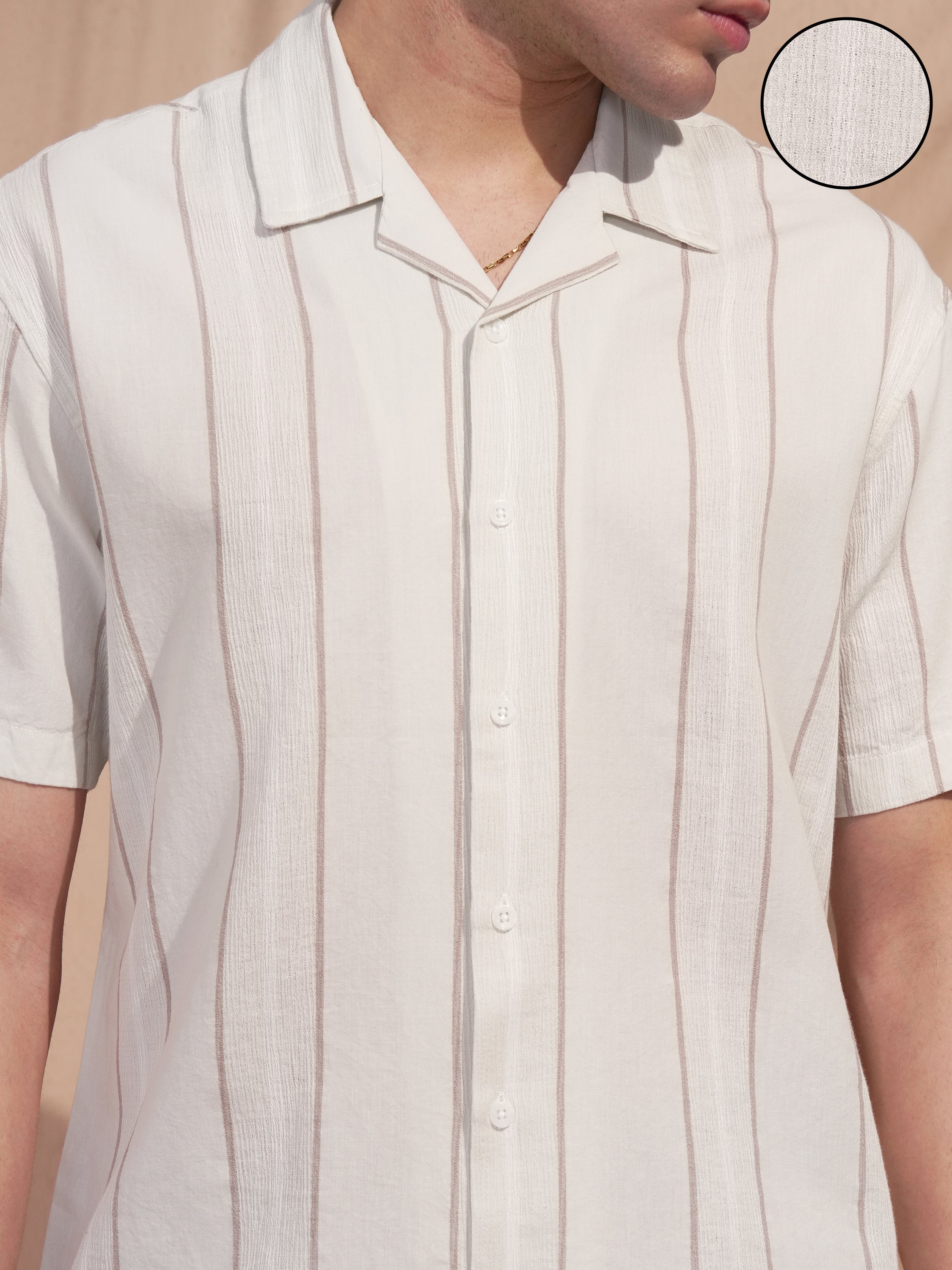 Highlander Men Grey Striped Relaxed Fit Casual Shirt - Grey - Image 5