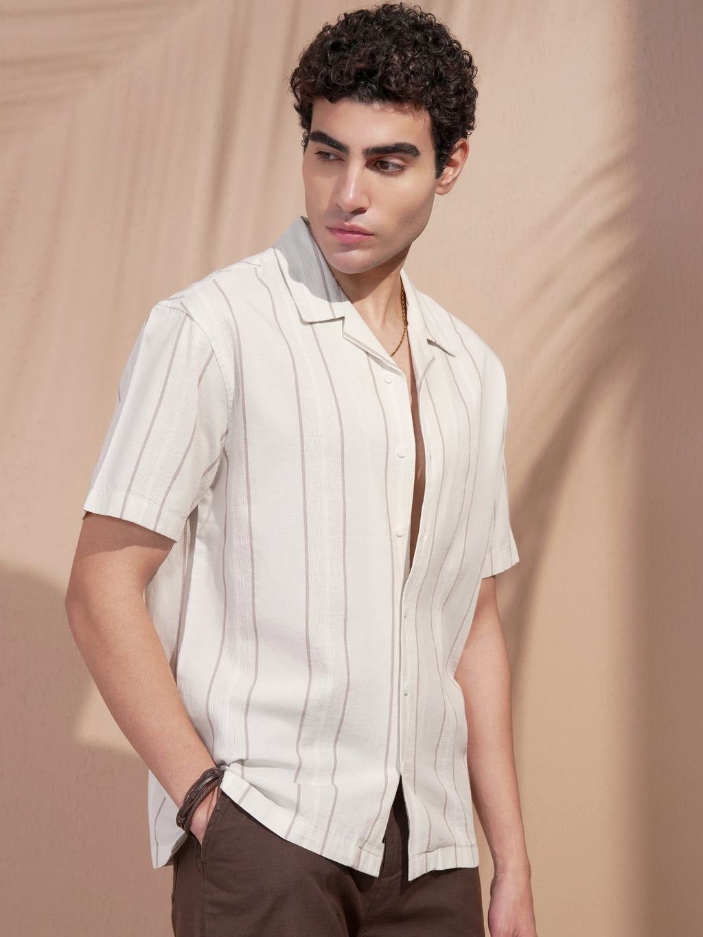 Highlander Men Grey Striped Relaxed Fit Casual Shirt - Grey - Image 6