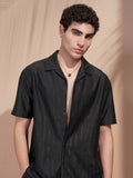 Highlander Men Black Self Design Relaxed Fit Casual Shirt - Black - Image 1