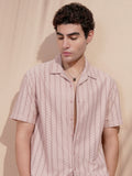 Highlander Men Pink Self Design Relaxed Fit Casual Shirt - Pink - Image 1