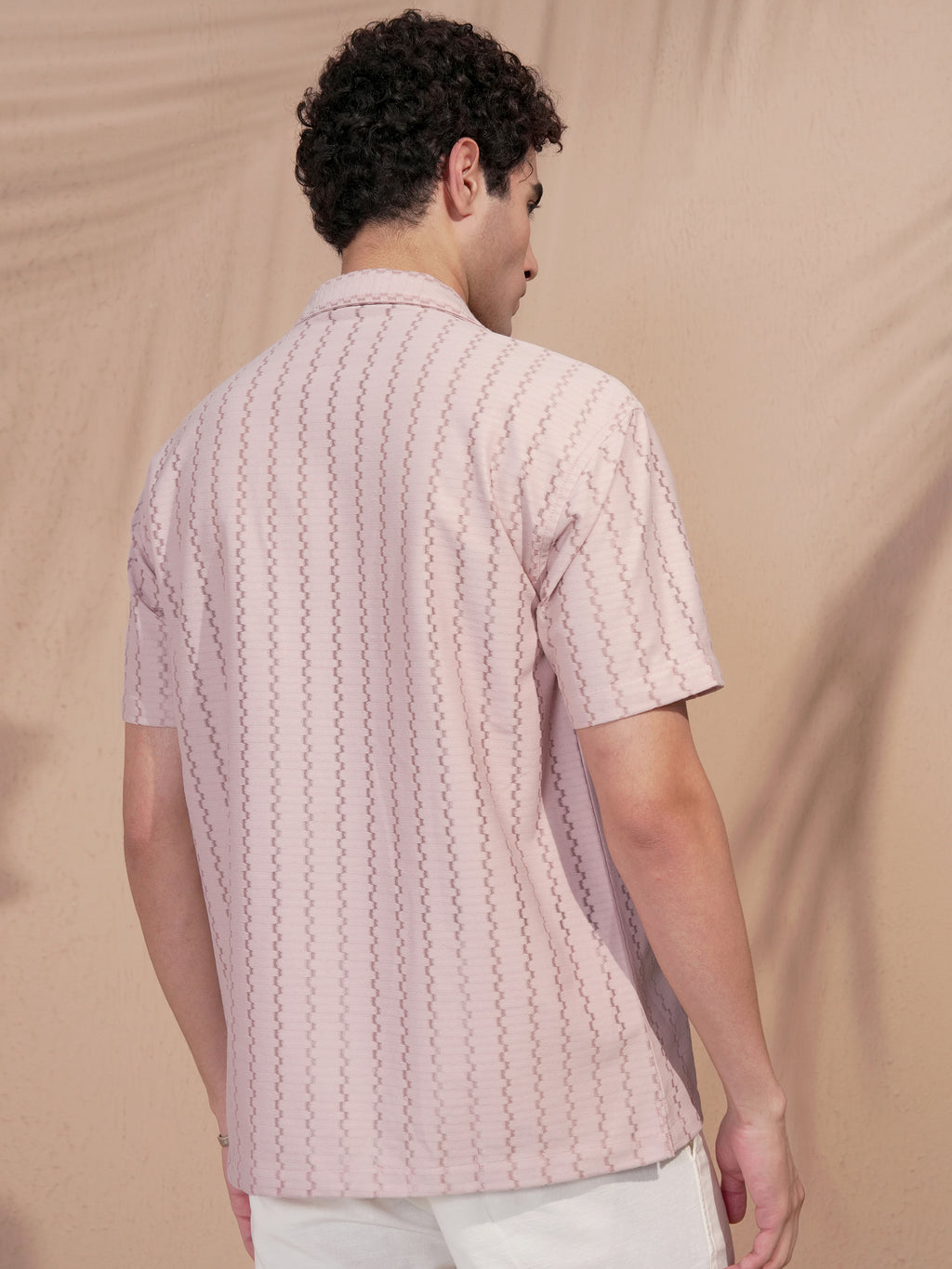 Highlander Men Pink Self Design Relaxed Fit Casual Shirt - Pink - Image 3