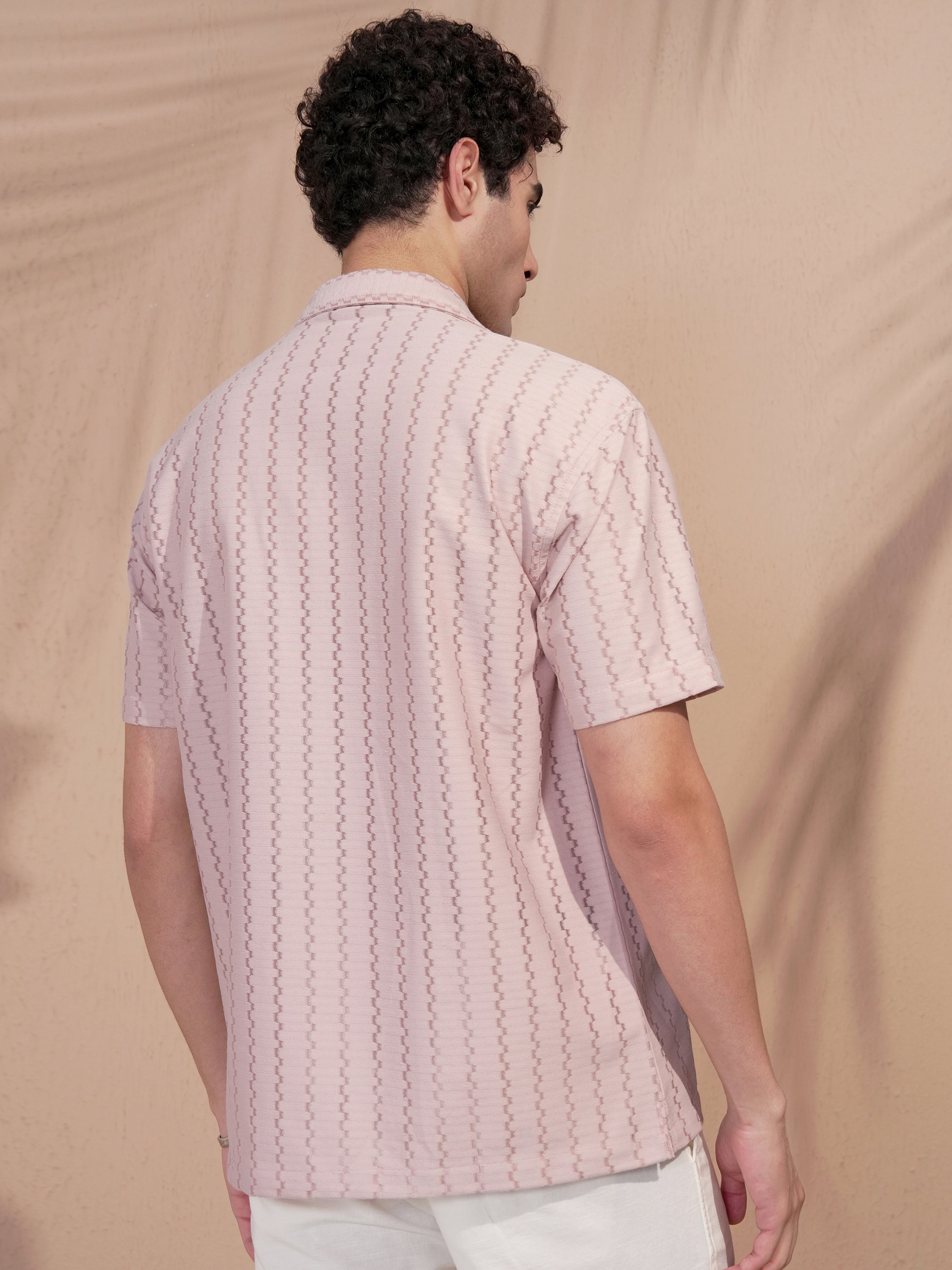 Highlander Men Pink Self Design Relaxed Fit Casual Shirt - Pink - Image 3