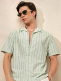 Highlander Men Green Self Design Relaxed Fit Casual Shirt - Green - Image 1