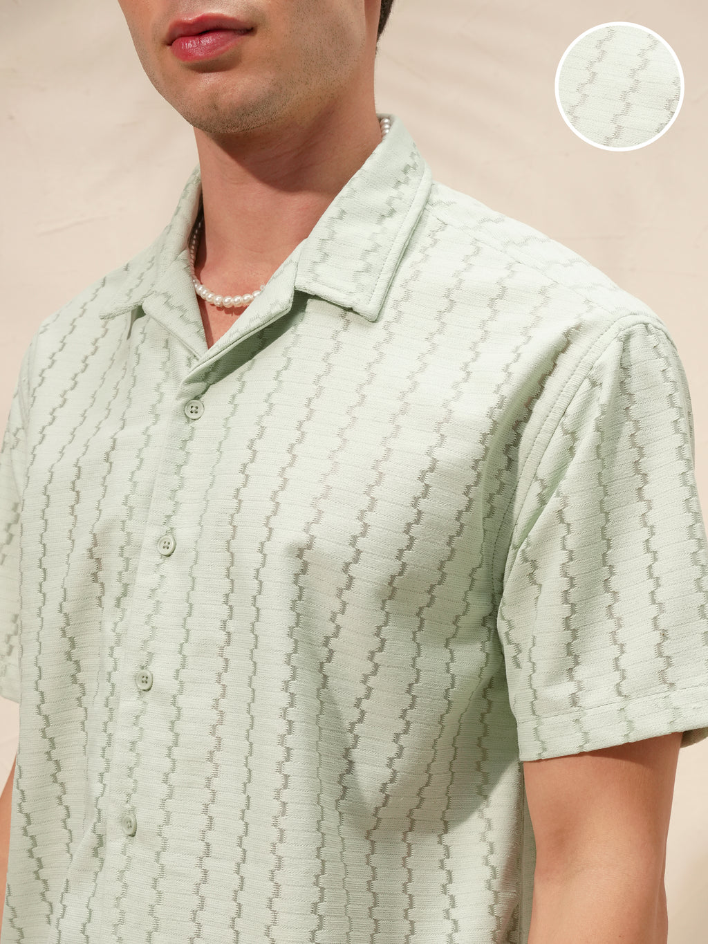 Highlander Men Green Self Design Relaxed Fit Casual Shirt - Green - Image 5