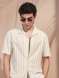 Highlander Men Beige Self Design Relaxed Fit Casual Shirt - Beige - Image 1