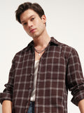 Highlander Men Brown Checked Relaxed Fit Casual Shirt - Brown - Image 1