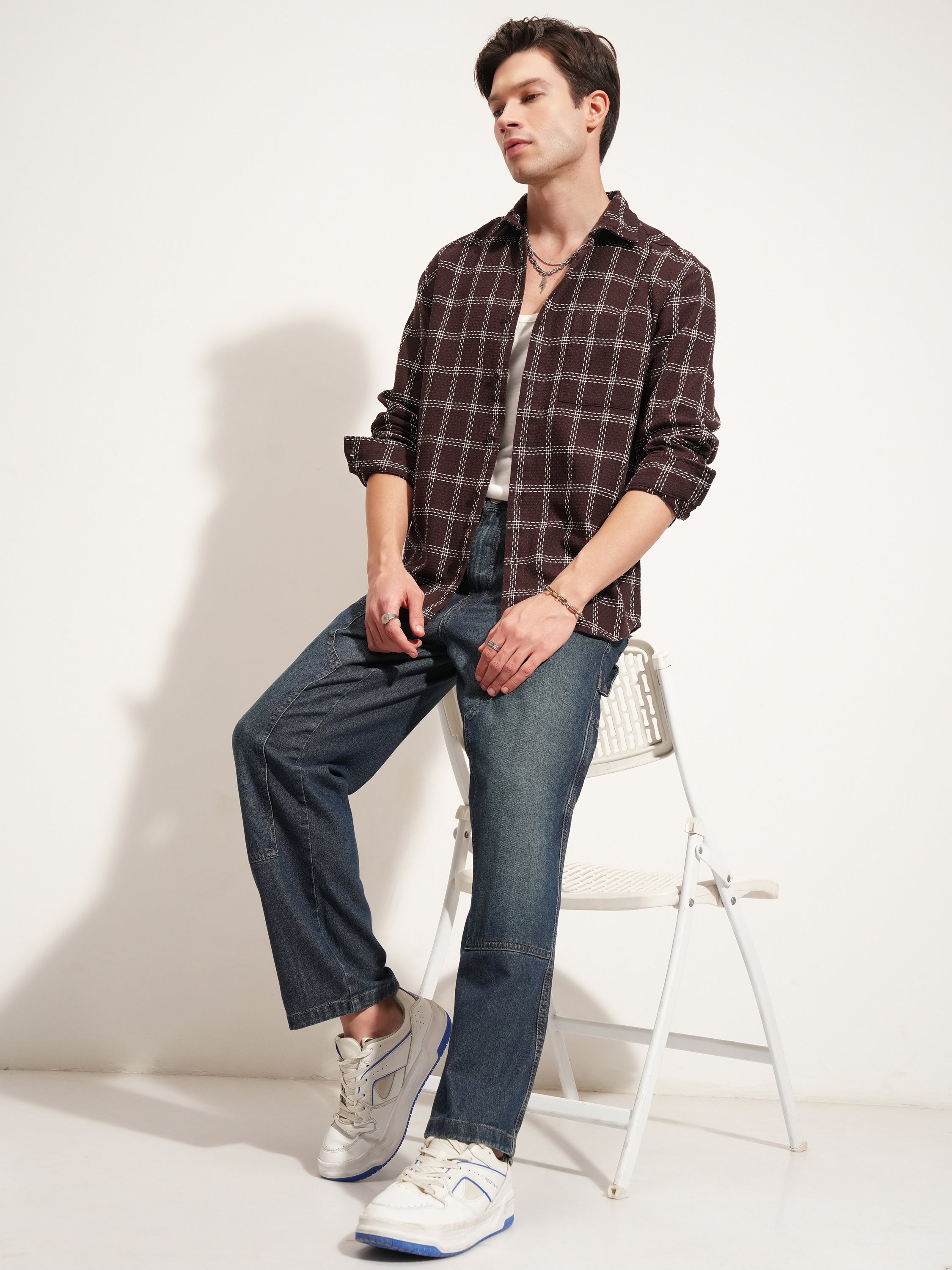 Highlander Men Brown Checked Relaxed Fit Casual Shirt - Brown - Image 2