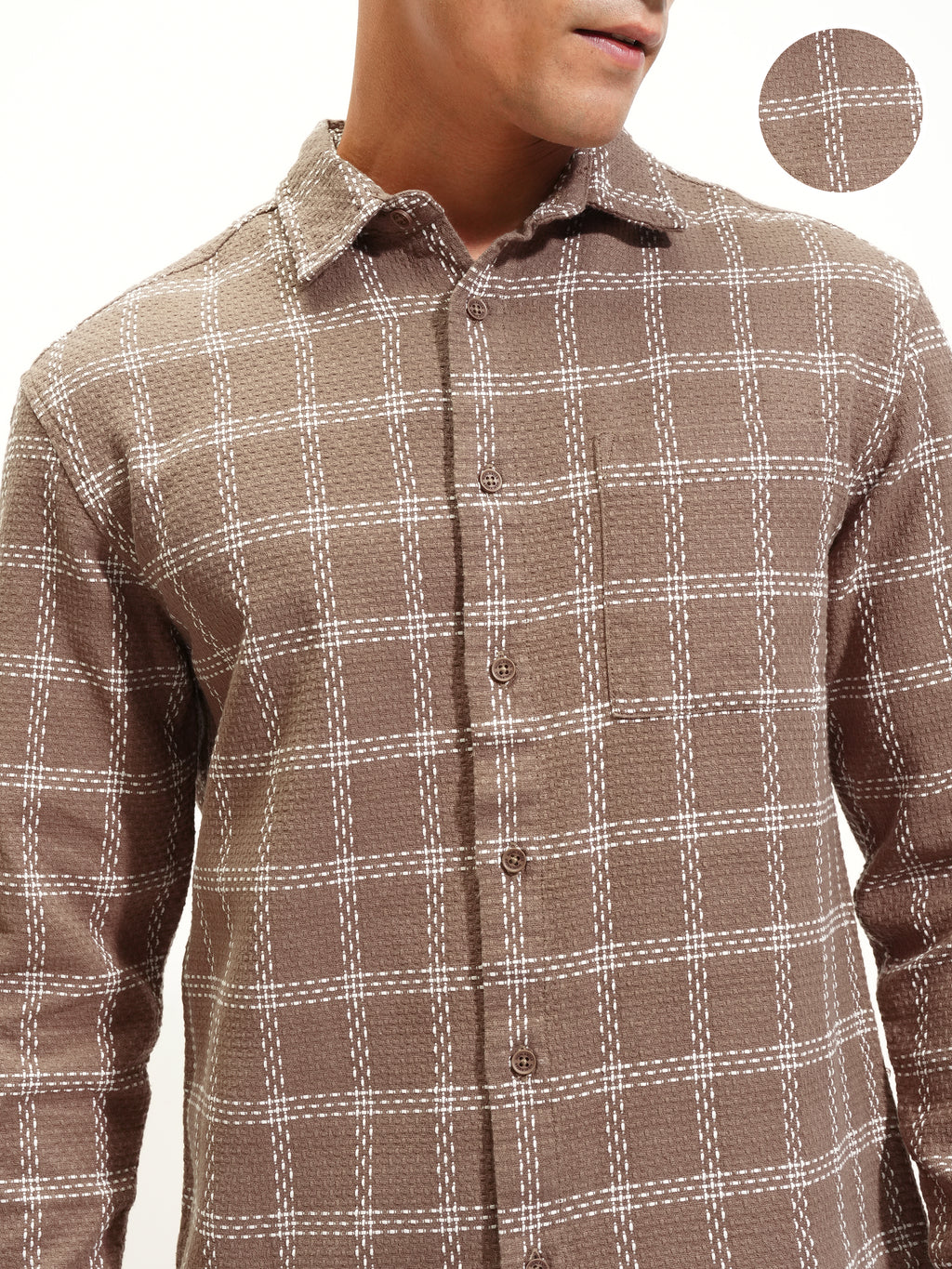 Highlander Men Brown Checked Relaxed Fit Casual Shirt - Brown - Image 5