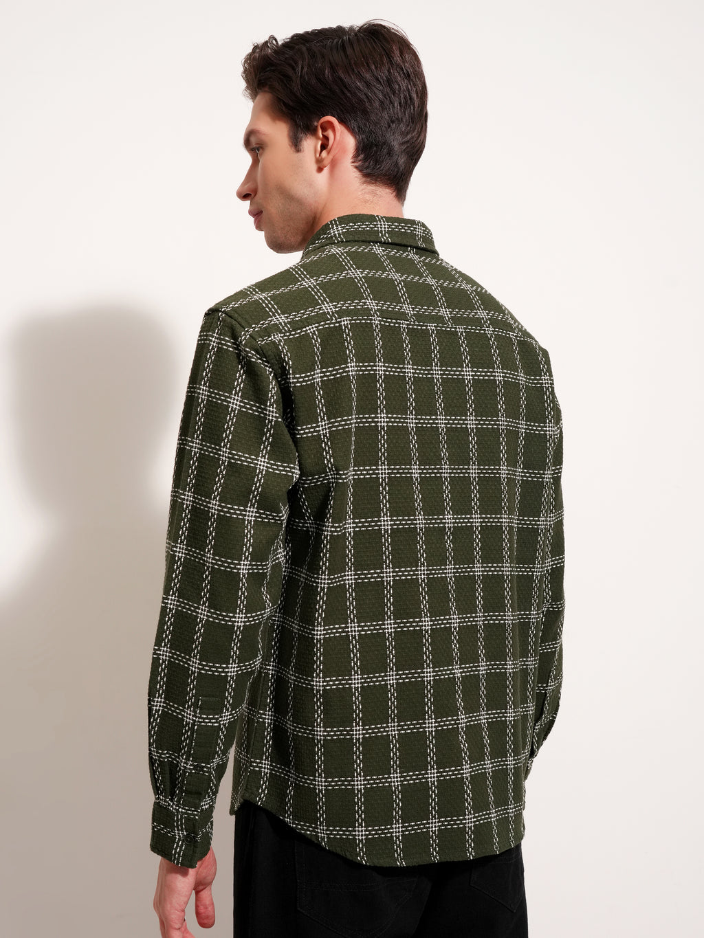 Highlander Men Green Checked Relaxed Fit Casual Shirt - Green - Image 3