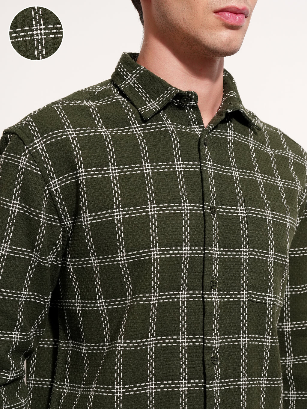 Highlander Men Green Checked Relaxed Fit Casual Shirt - Green - Image 5