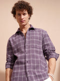 Highlander Men Purple Checked Relaxed Fit Casual Shirt - Purple - Image 1