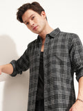 Highlander Men Black Checked Slim Fit Casual Shirt - Black - Image 1