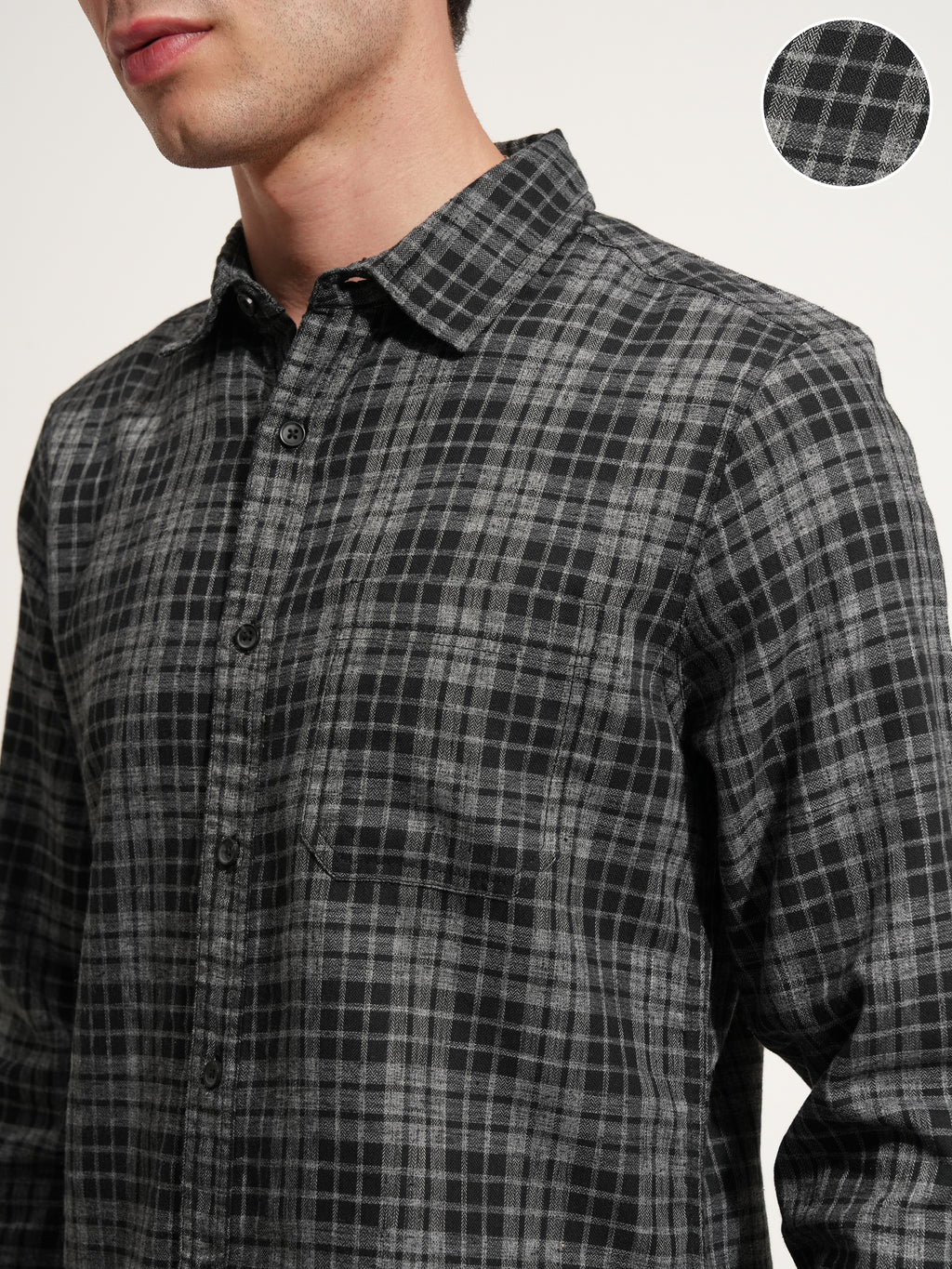 Highlander Men Black Checked Slim Fit Casual Shirt - Black - Image 5