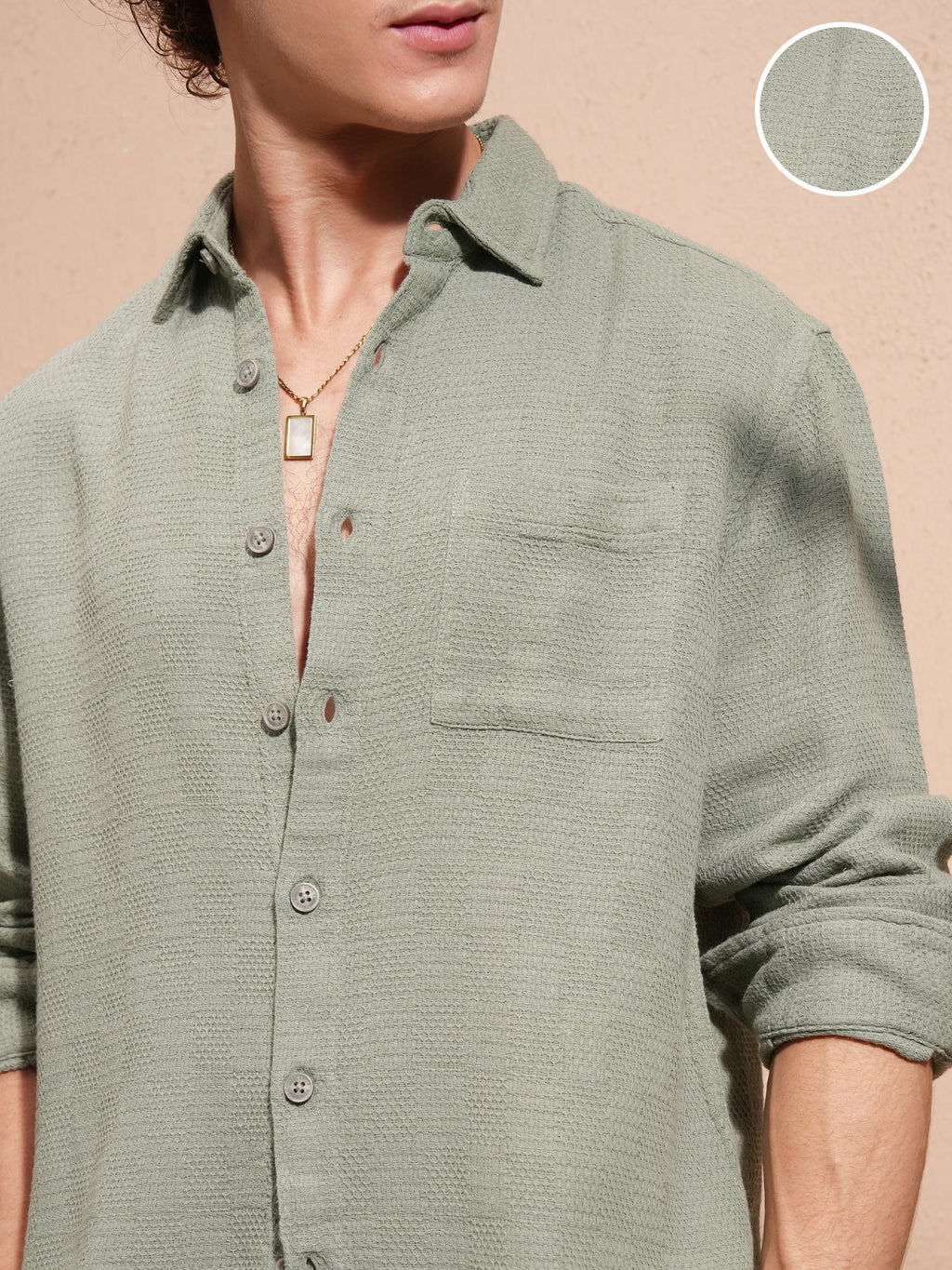 Highlander Men Green Solid Relaxed Fit Casual Shirt - Green - Image 5